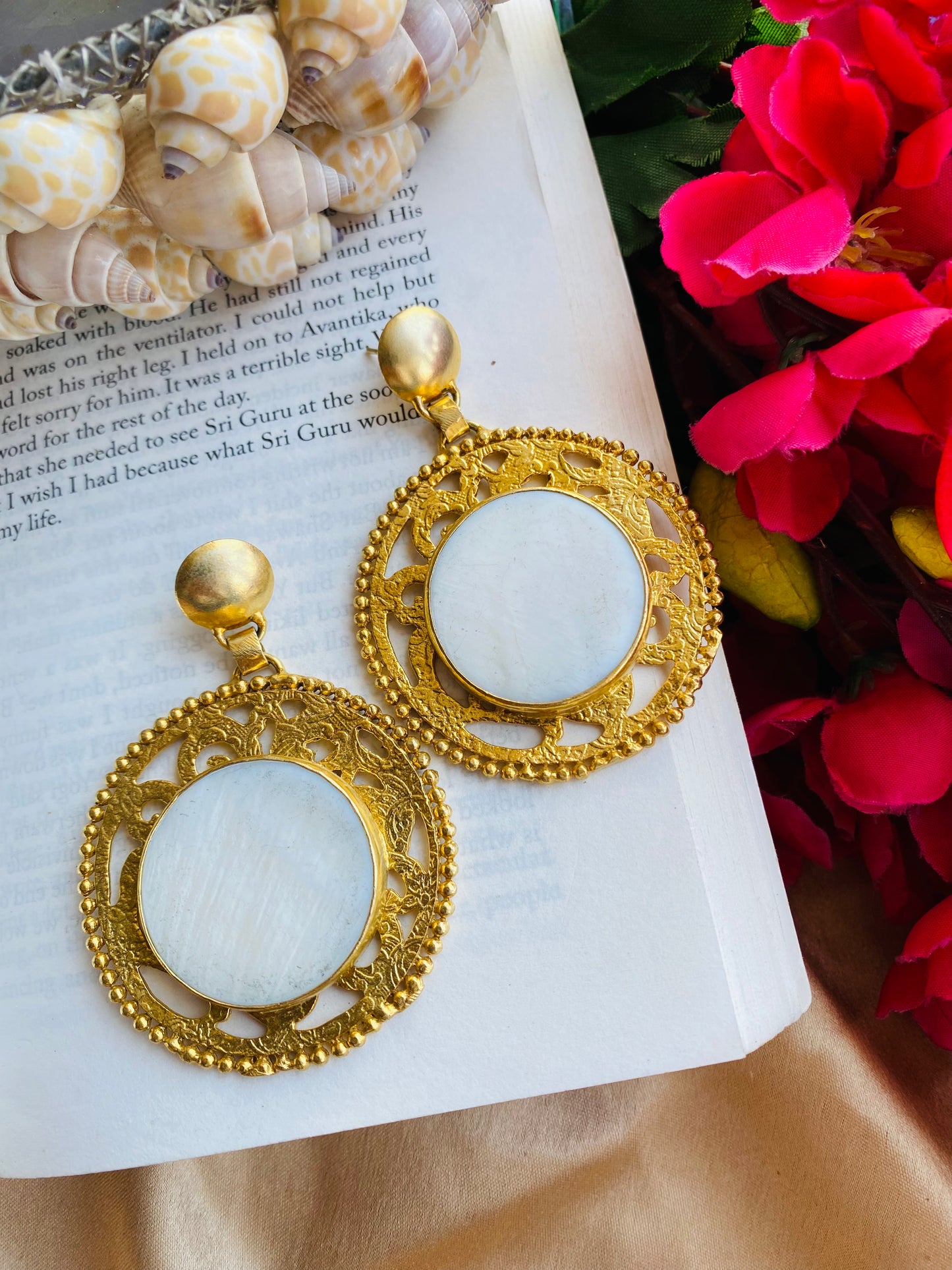 MOP on Web Earrings