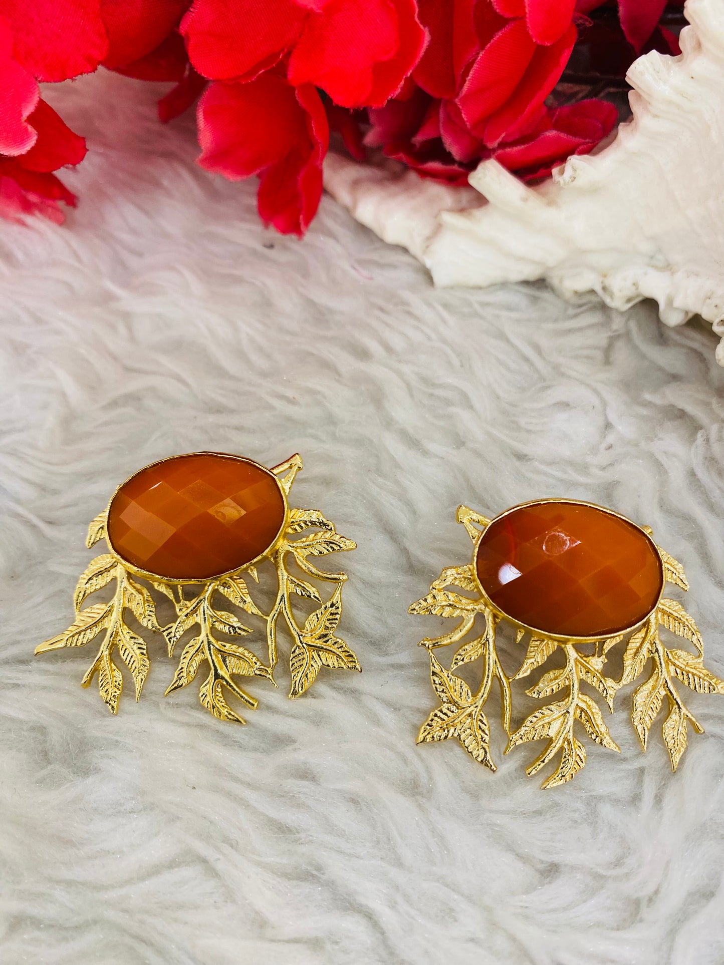 Carnelian Leaves Earrings