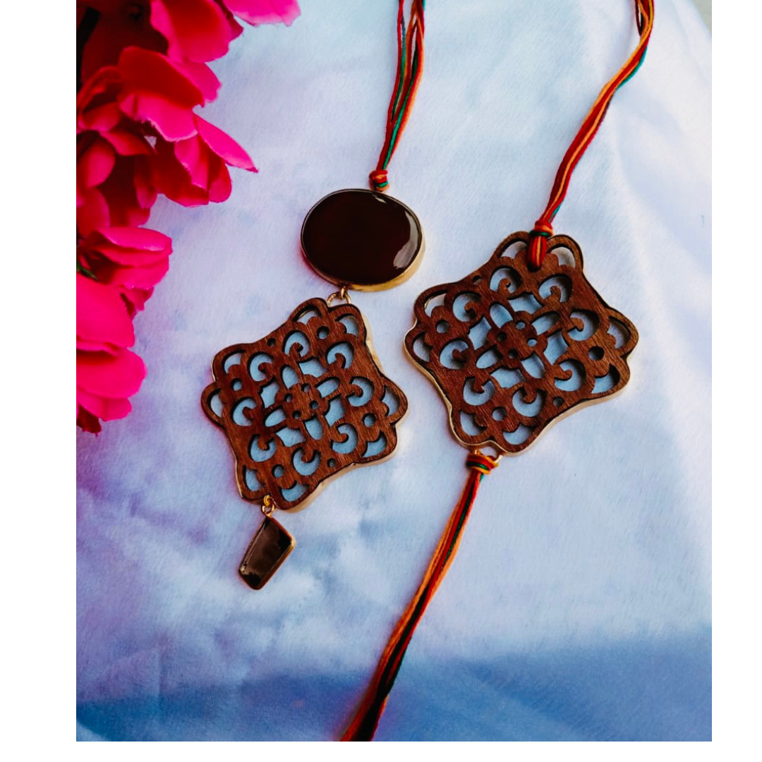 Wooden Couple Rakhi