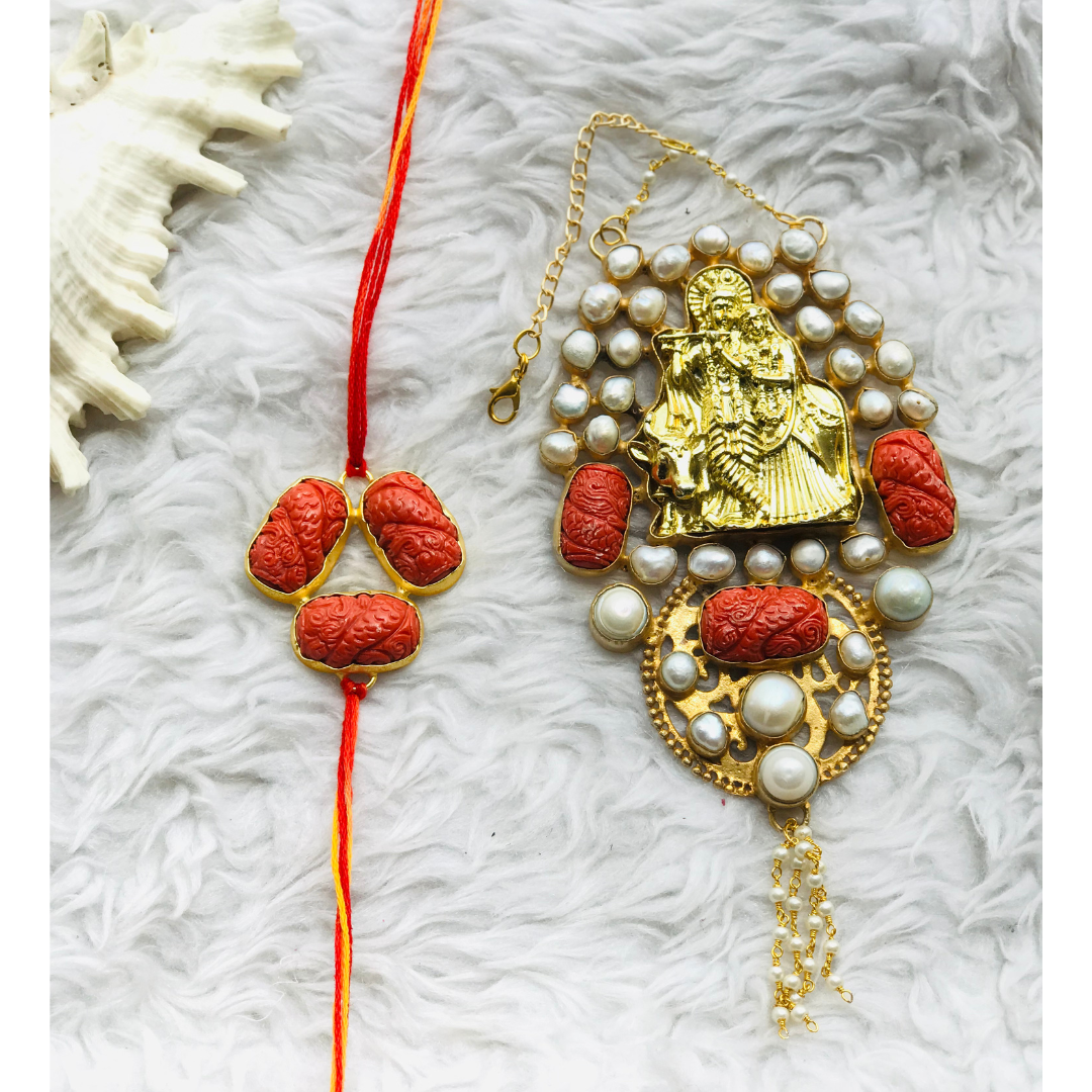 Lord Radha Krishna Pendant Couple Rakhi