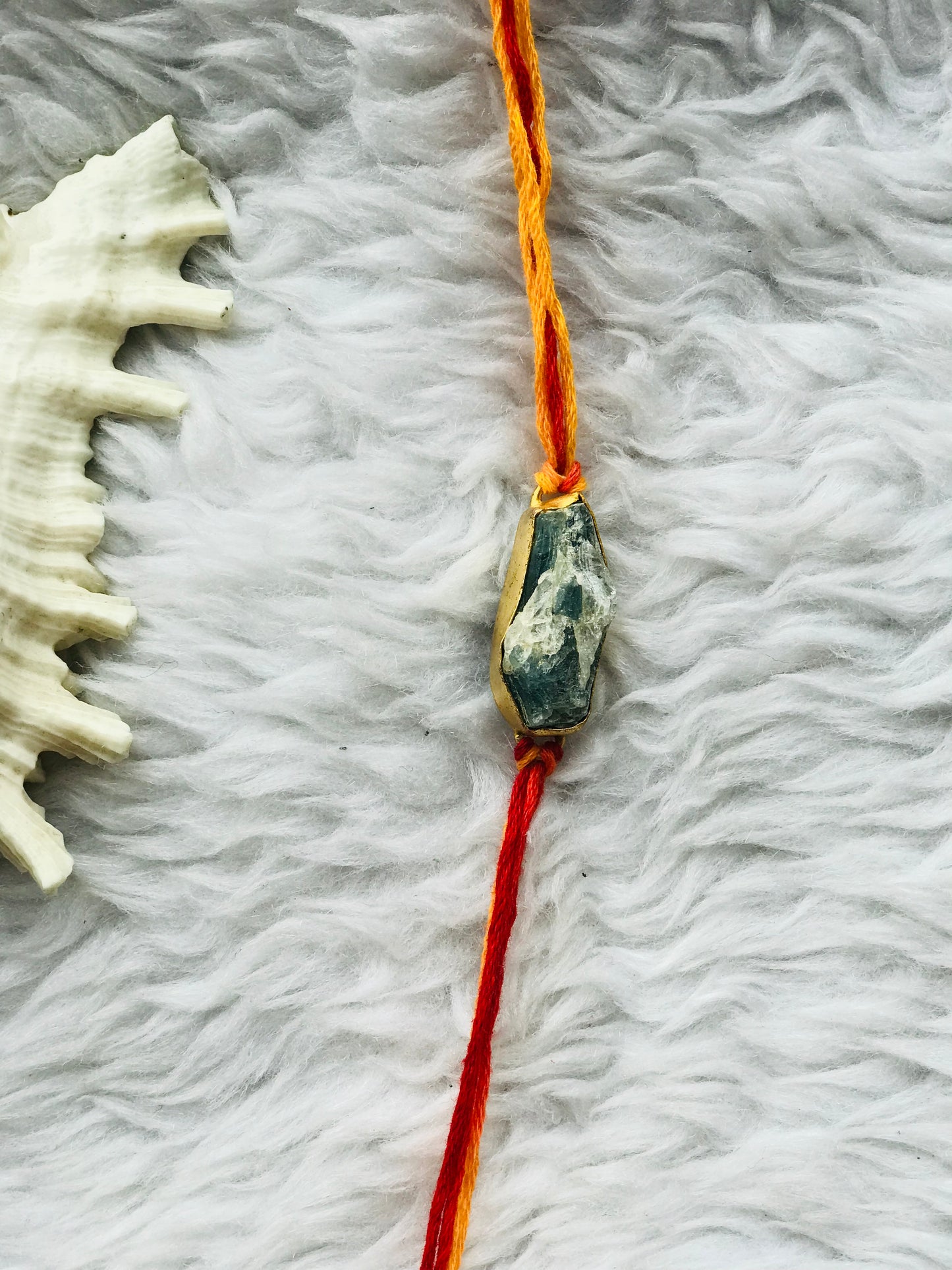 Apatite rough stone in brass metal 18k gold plated