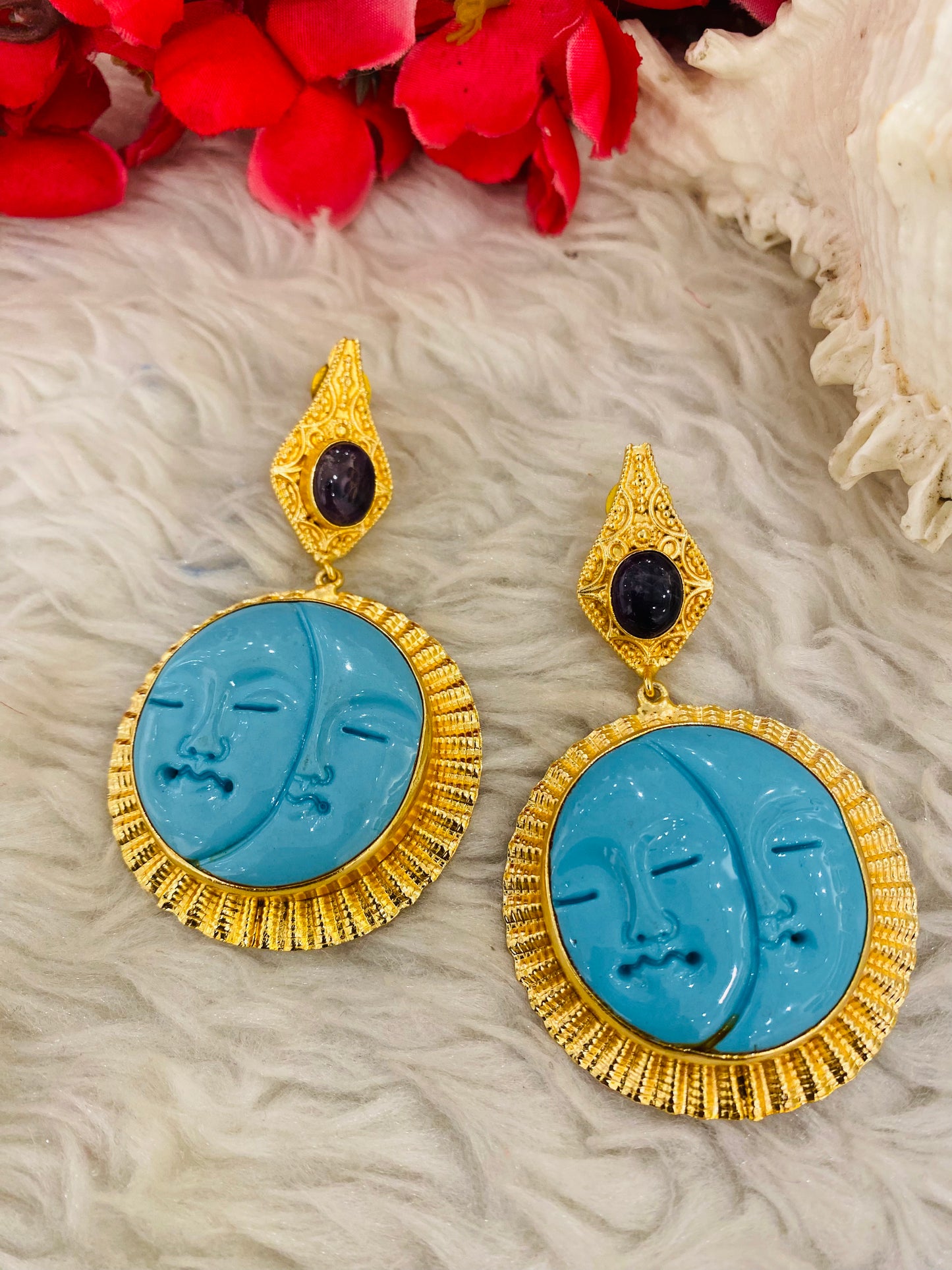 Buddha on Moon Earrings