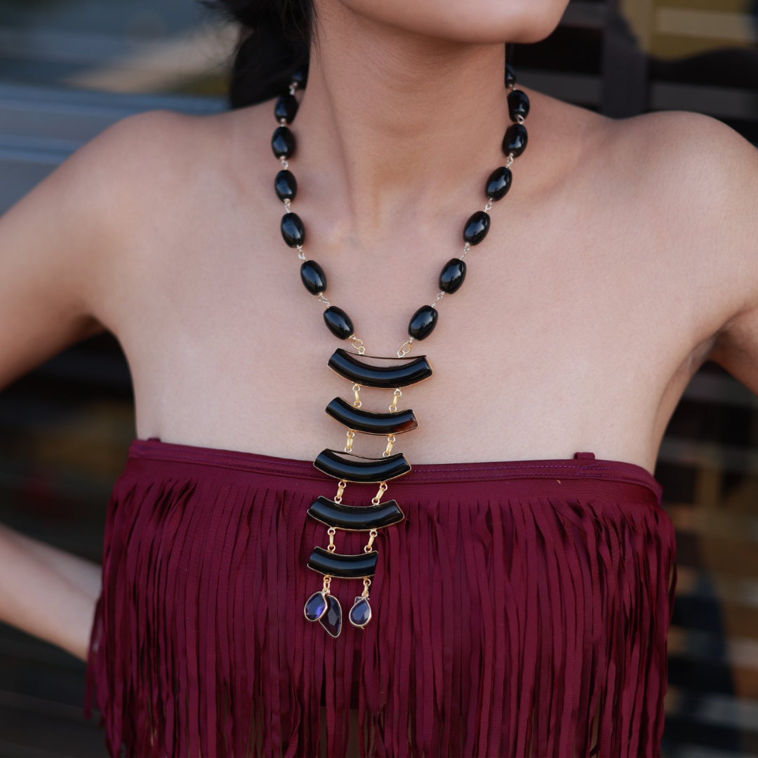Pipes of Black Onyx Necklace