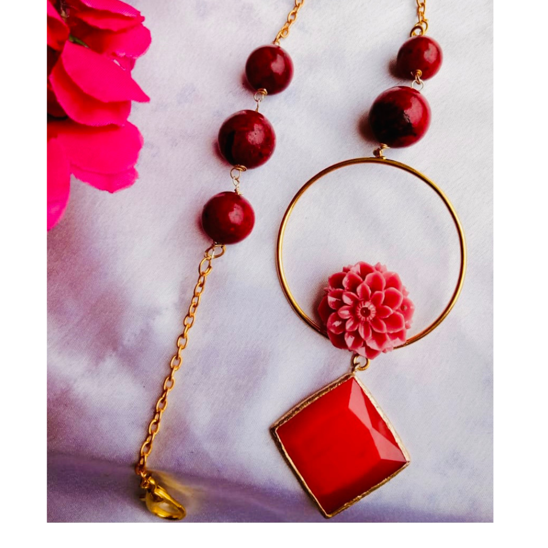 Coral Ring Rakhi with Flower