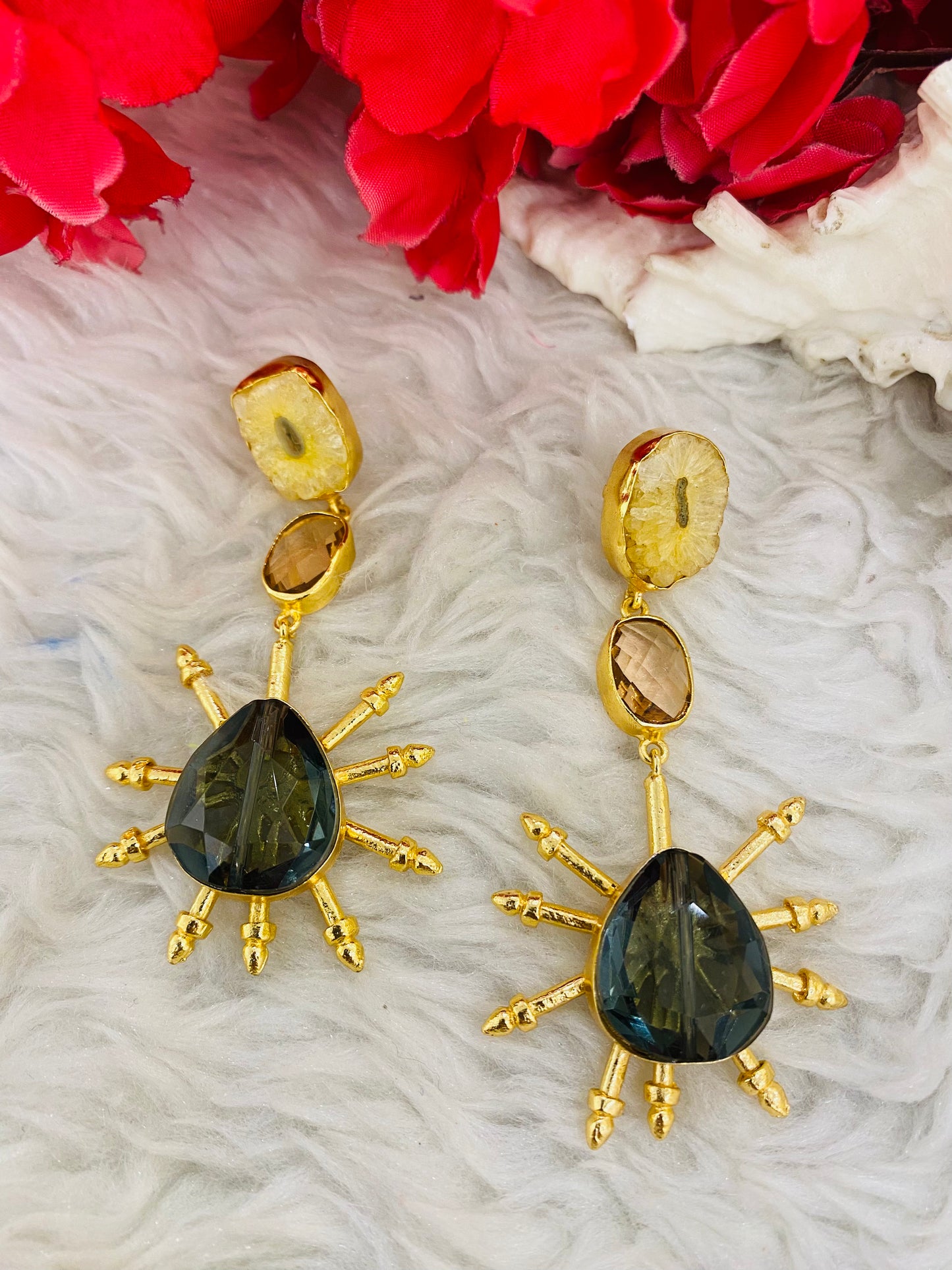 Smoky Rays of Topaz Earrings