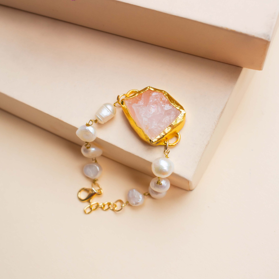Rose Quartz with Pearl Bracelet