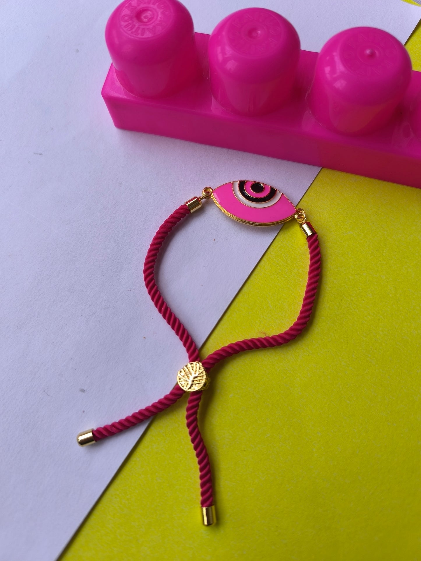 Pink evil eye adjustable