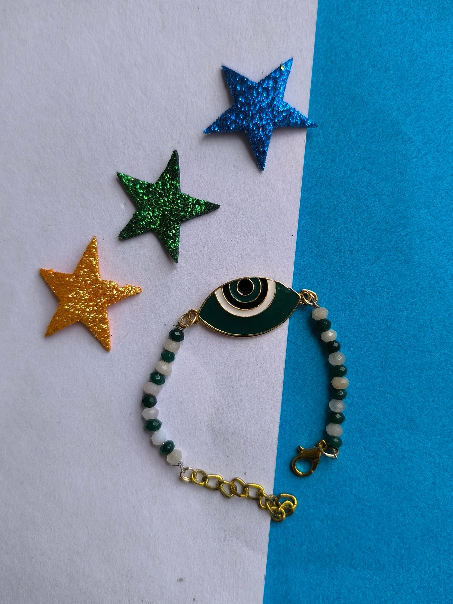 BLACK EVIL EYE CHARM WITH BEADS