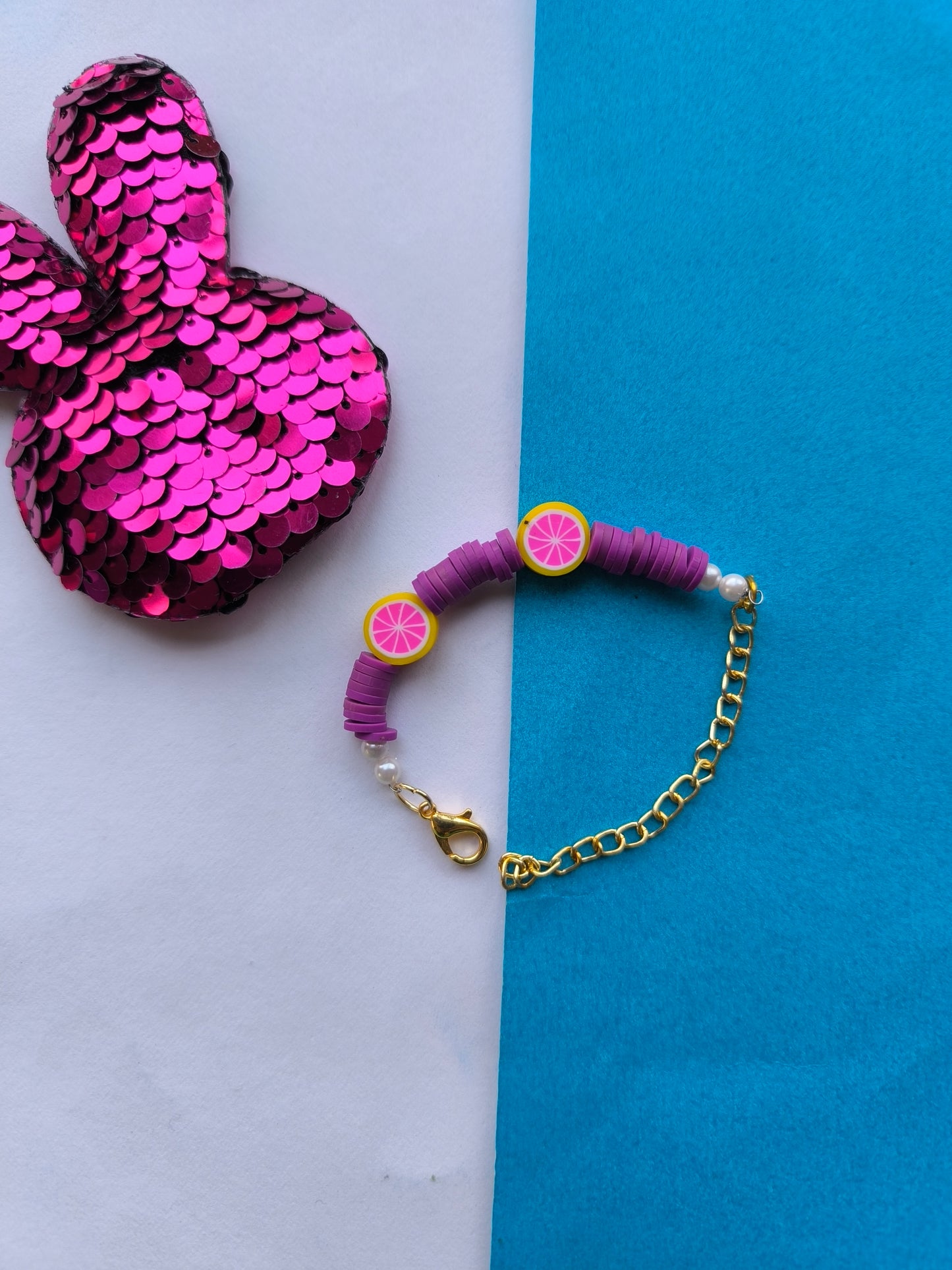 PURPLE EBADS WITH LEMON BEADS