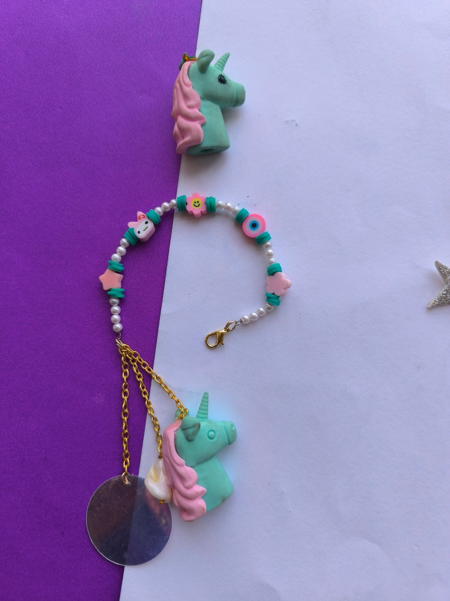 COLOURFUL BEADS WITH ERASER TASSEL AND STONEBEADS