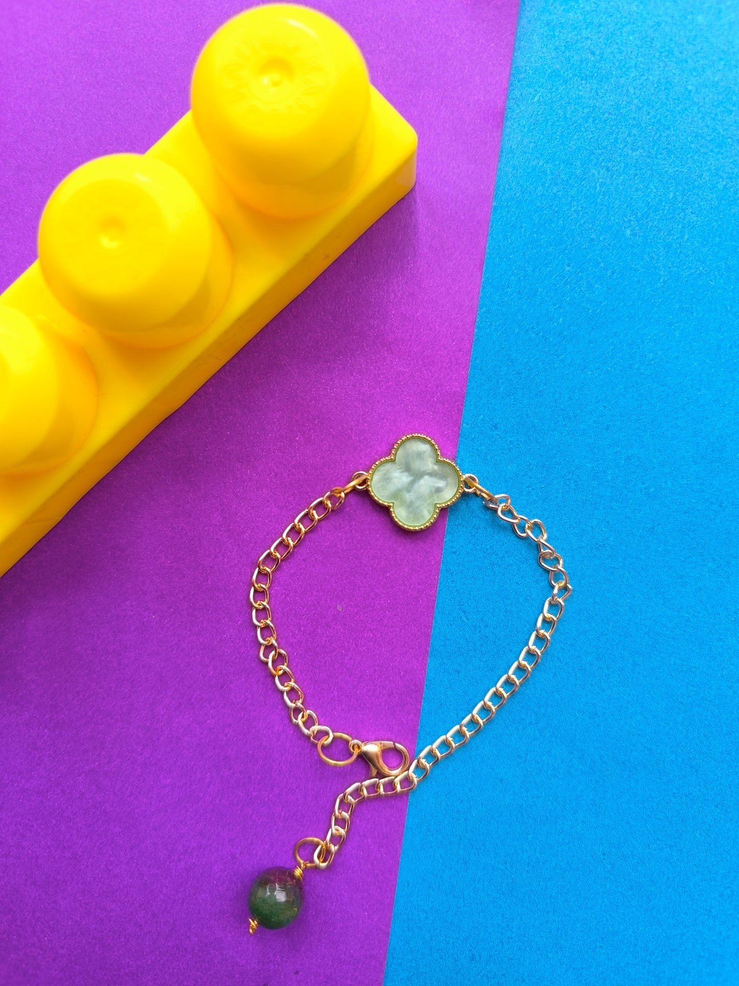 Green flower charm bracelet