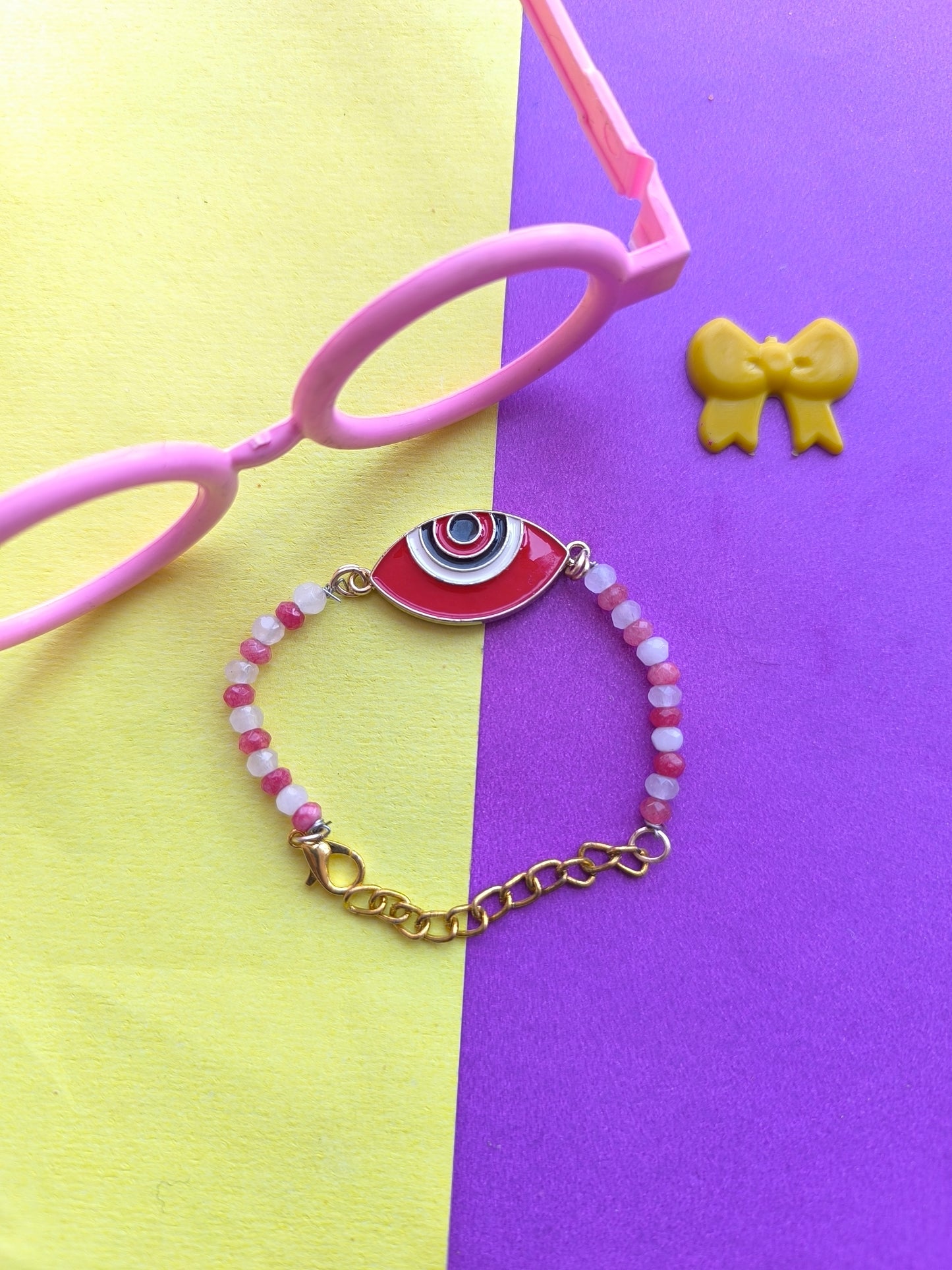 RED EVIL EYE CHARM WITH BEADS