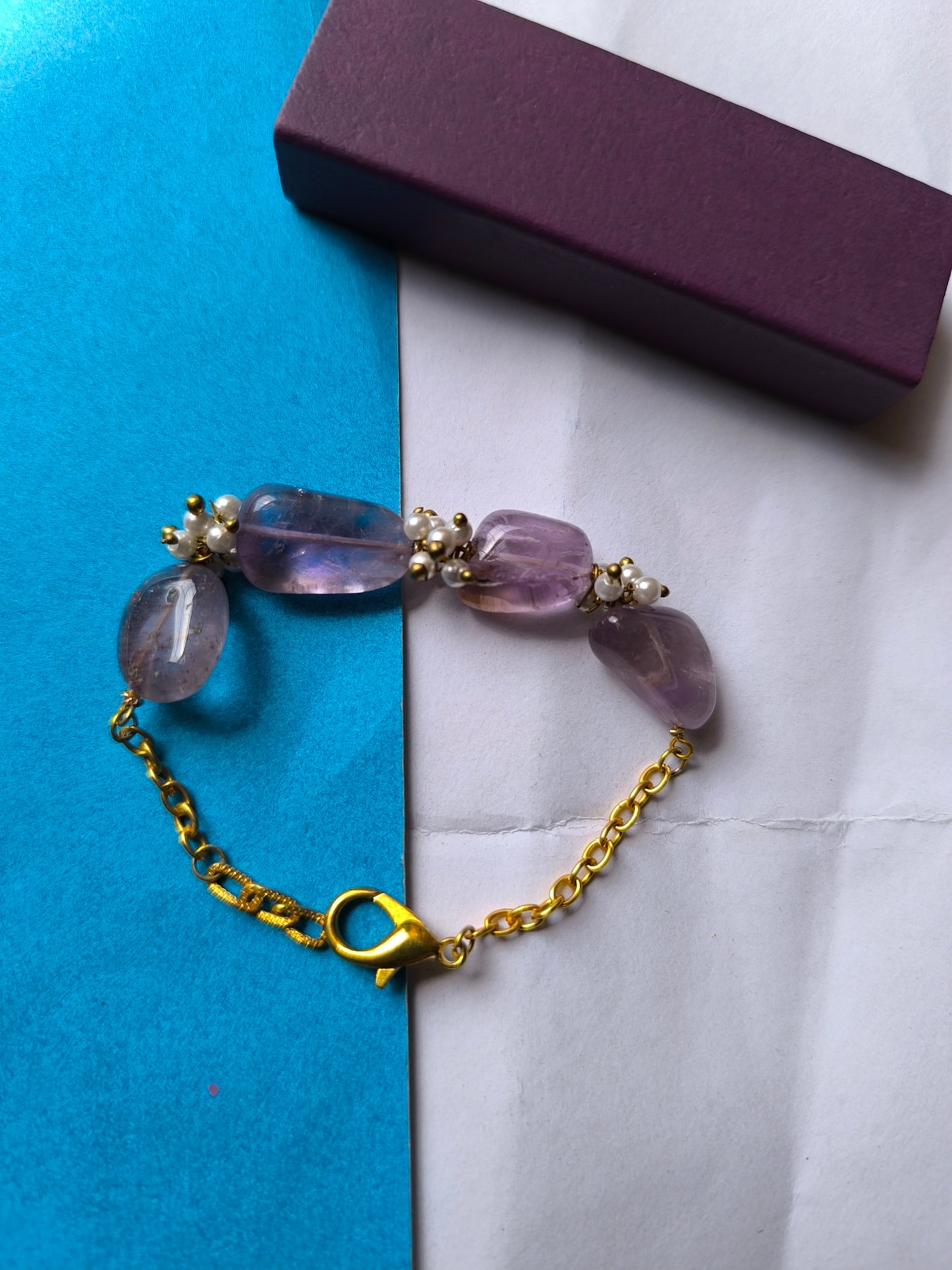 AMETHYST STONE WITH PEARL BEADS