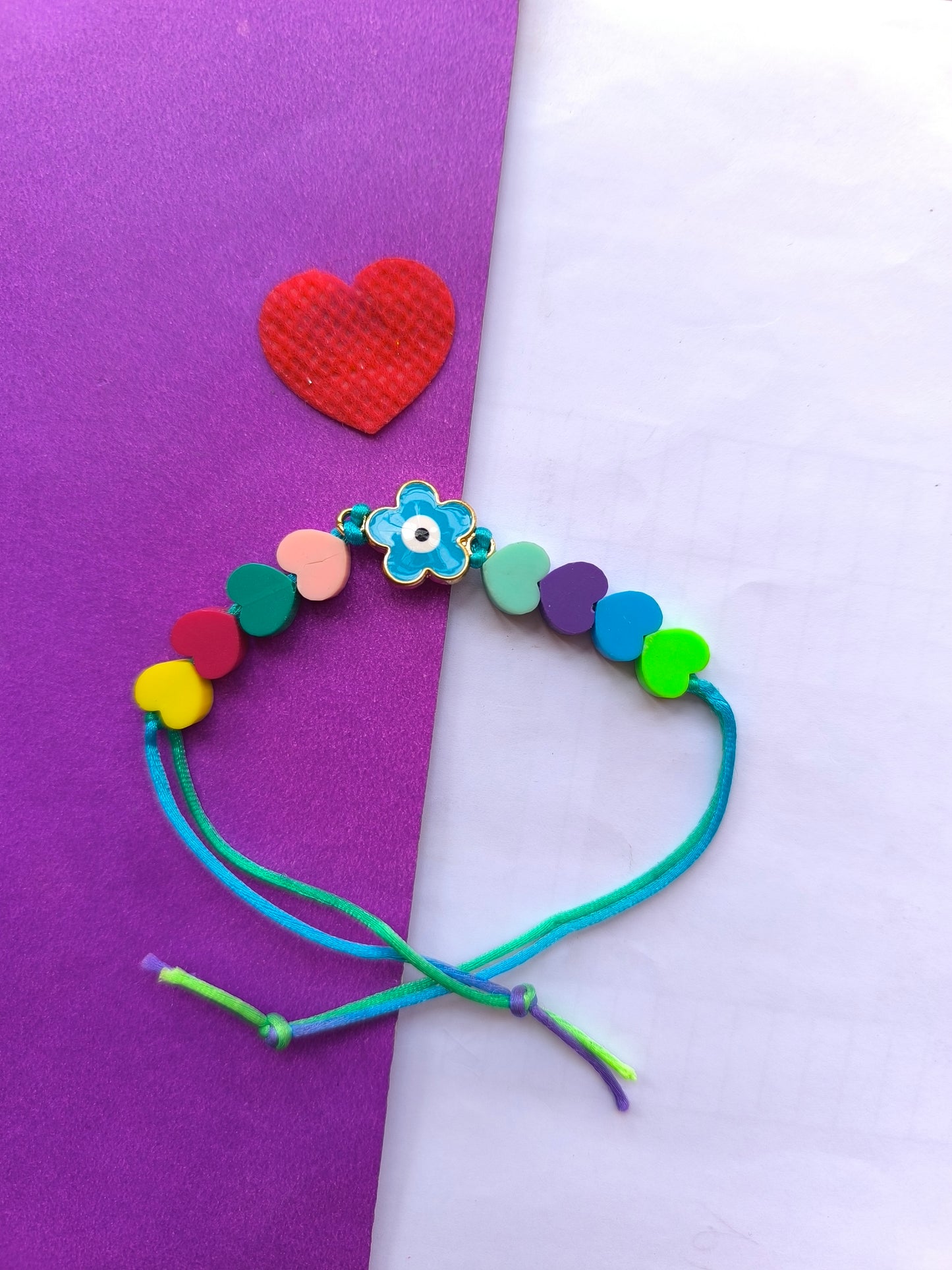 Blue evil eye thread bracelet