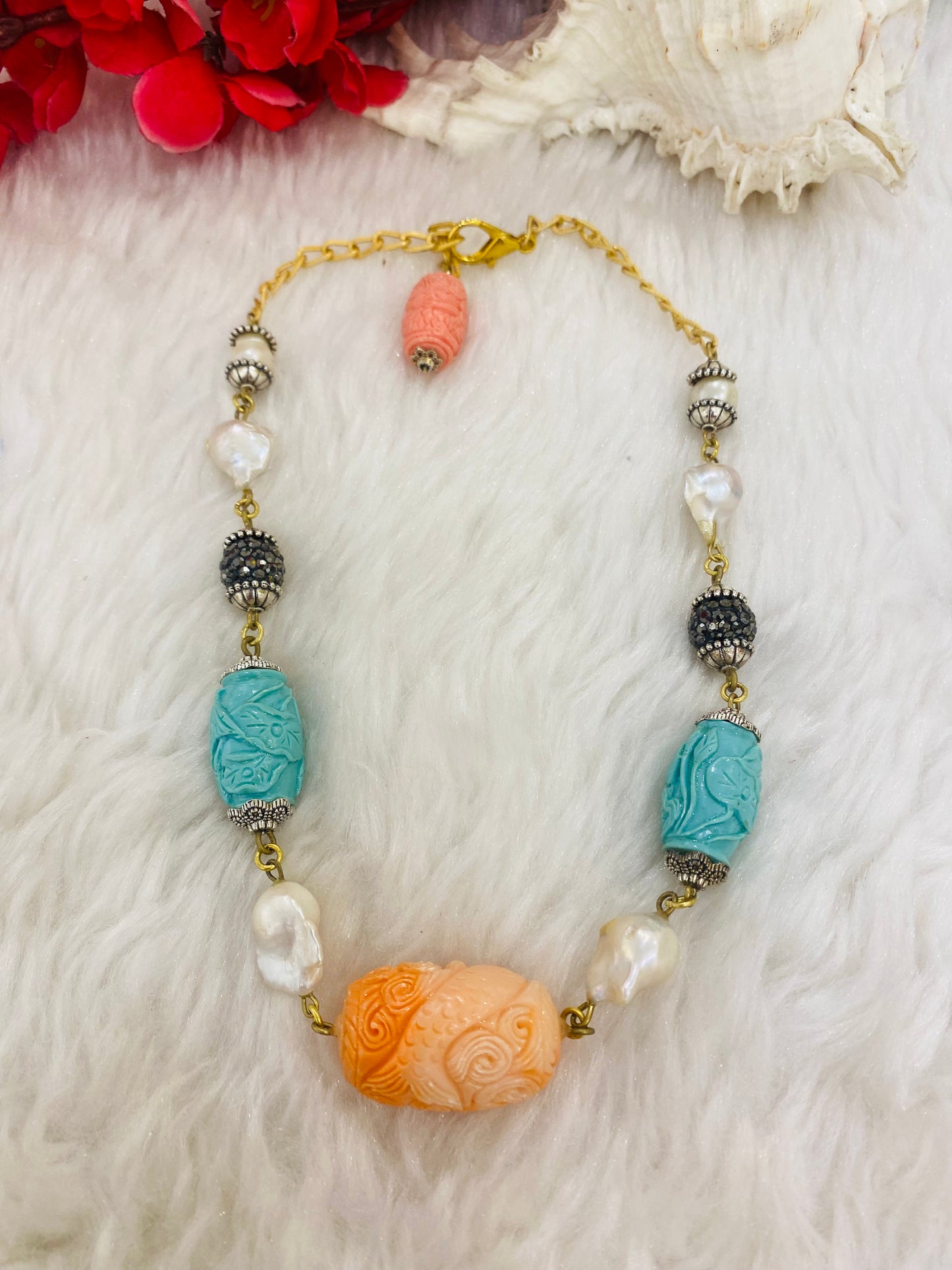 Carved Pearl Necklace