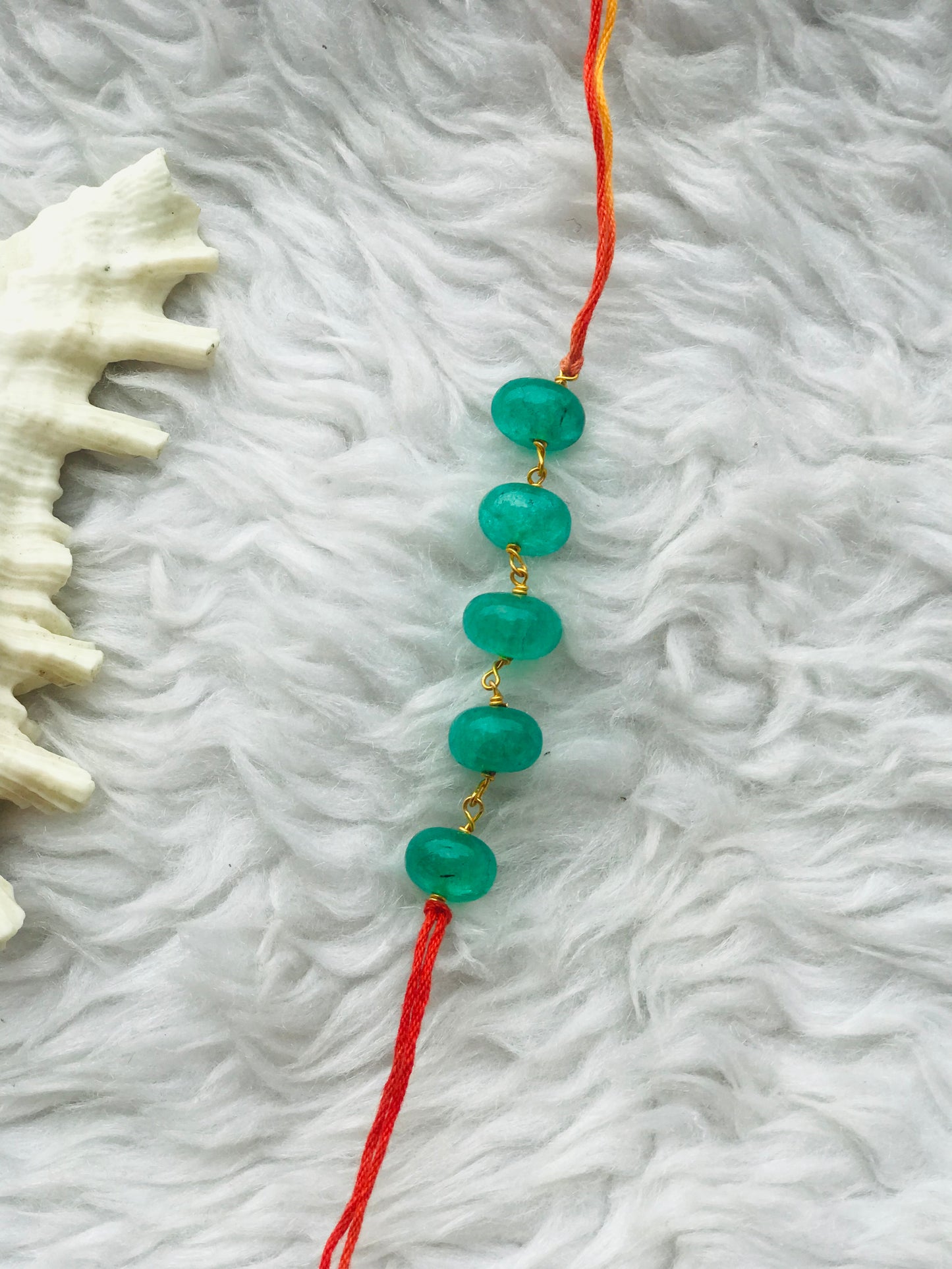 Green ropada stone mauli rakhi