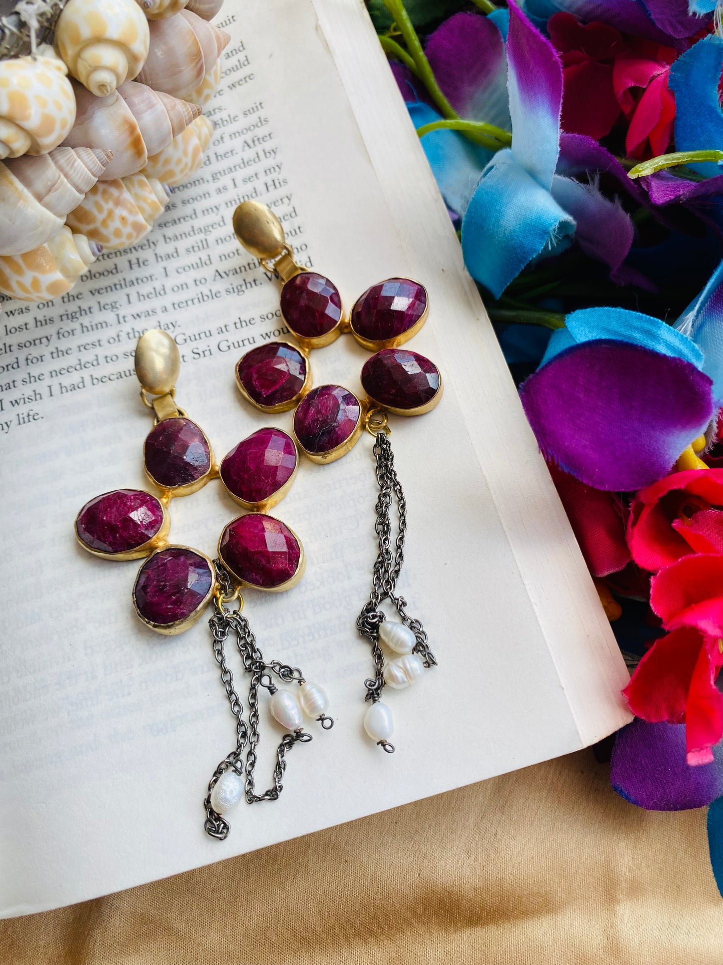 Flower of Ruby Earrings
