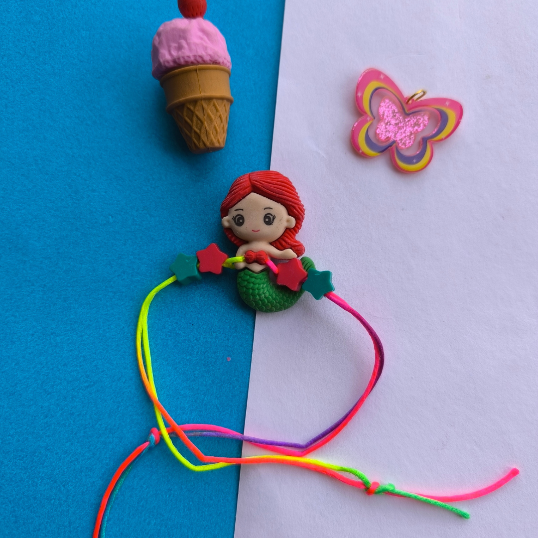 MERMAID ERASER WITH COLOUR BEADS & THREAD