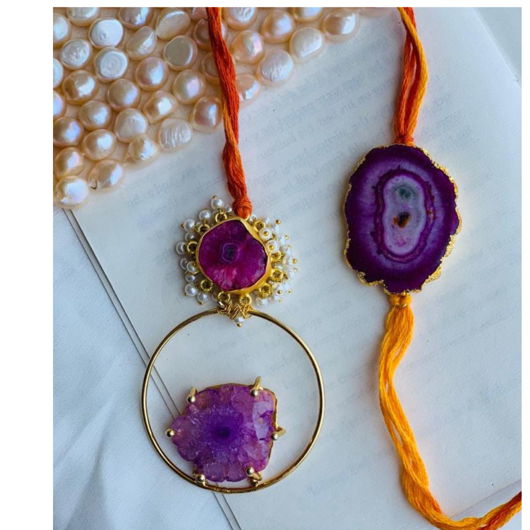 Purple Agate Couple Rakhi
