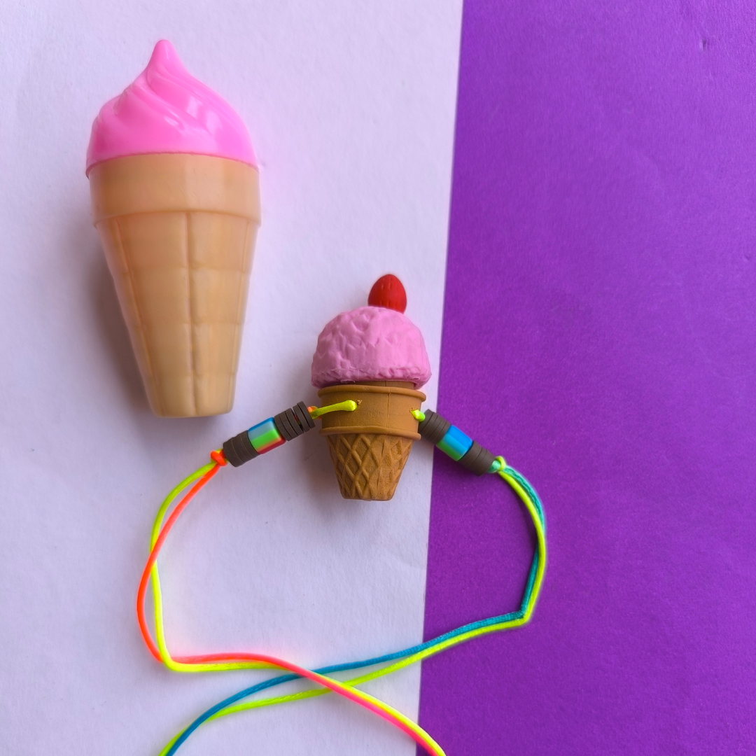 ICECREAM ERASER WITH COLOUR BEADS & THREAD