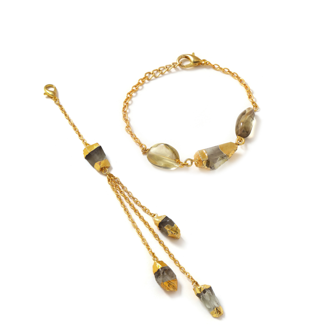 Crystal with Smoky Topaz Couple Rakhi