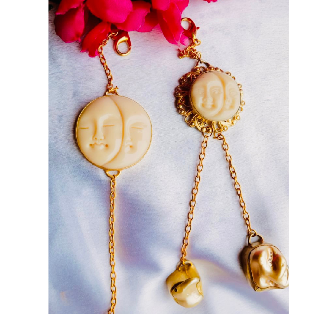 Bhaiya Bhabhi Face with Pearl Couple Rakhi