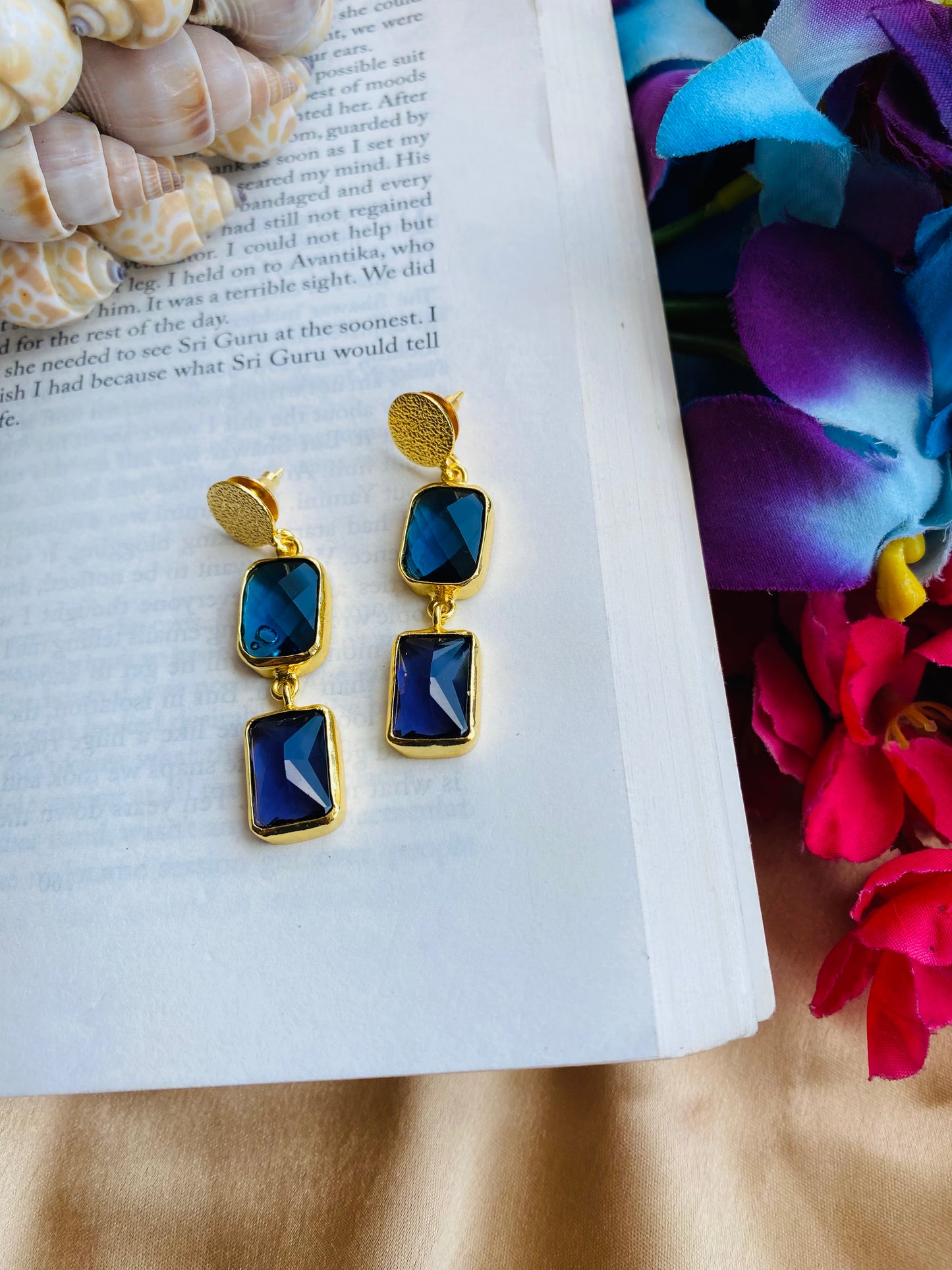 Rectangular Monalisa Drop Earrings