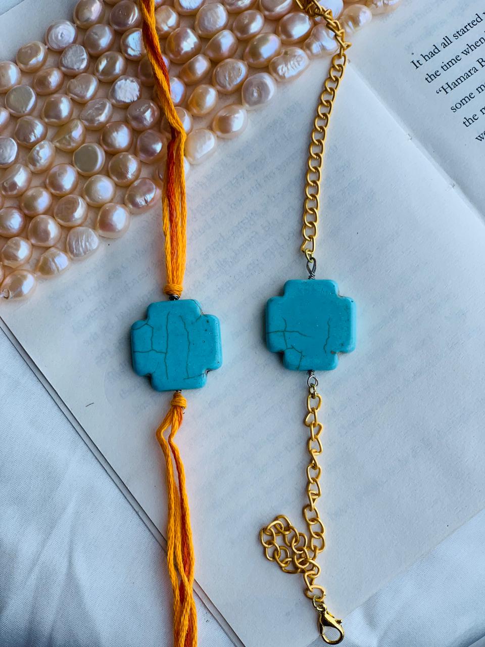 Turquoise Block Rakhi