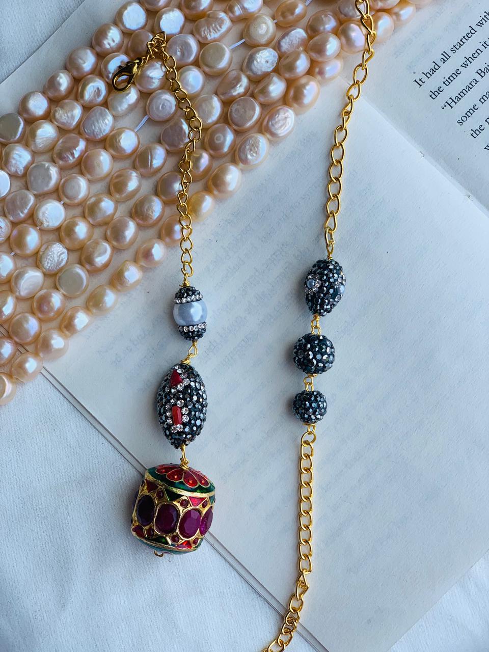 Kundan and Turkish Balls Couple Rakhi