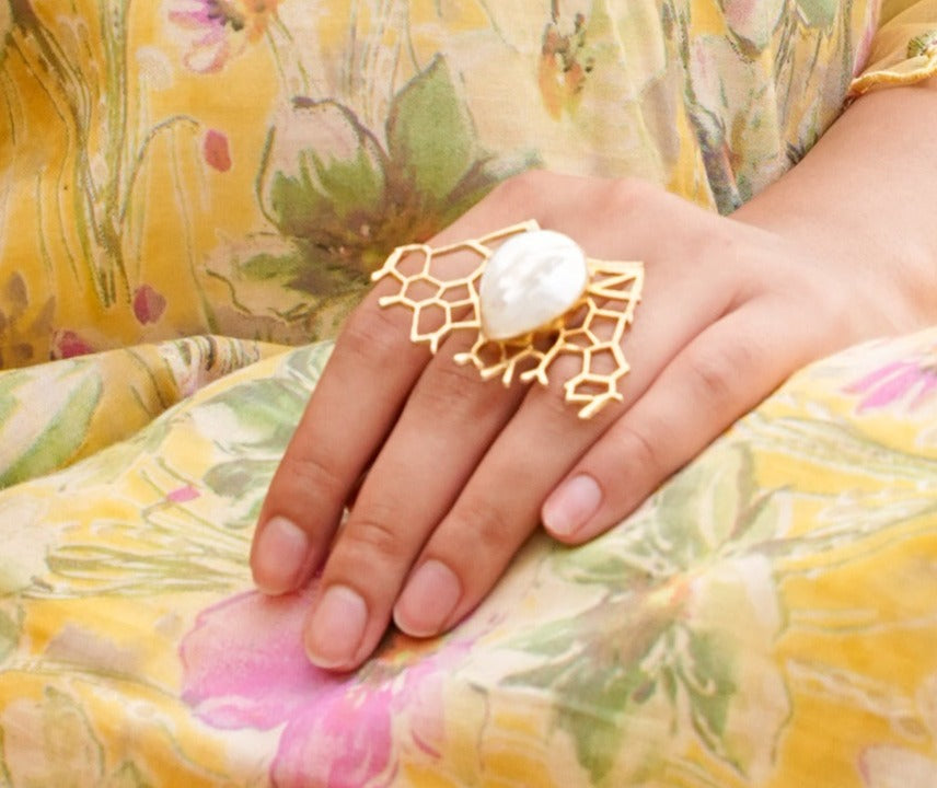 Web Of Pearl Ring