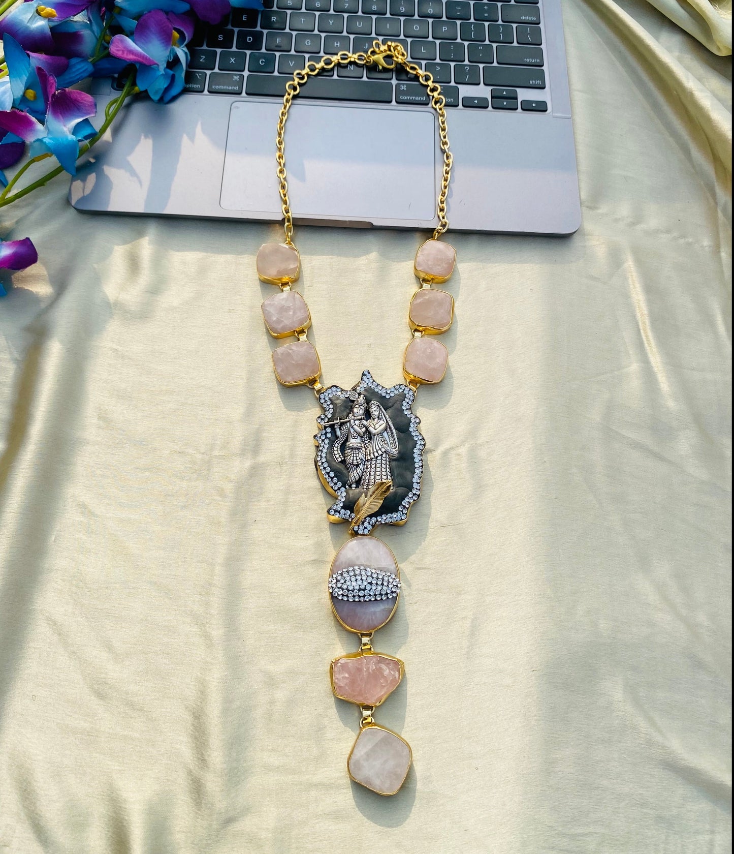 Wrapped In Roses Radha Krishna Necklace