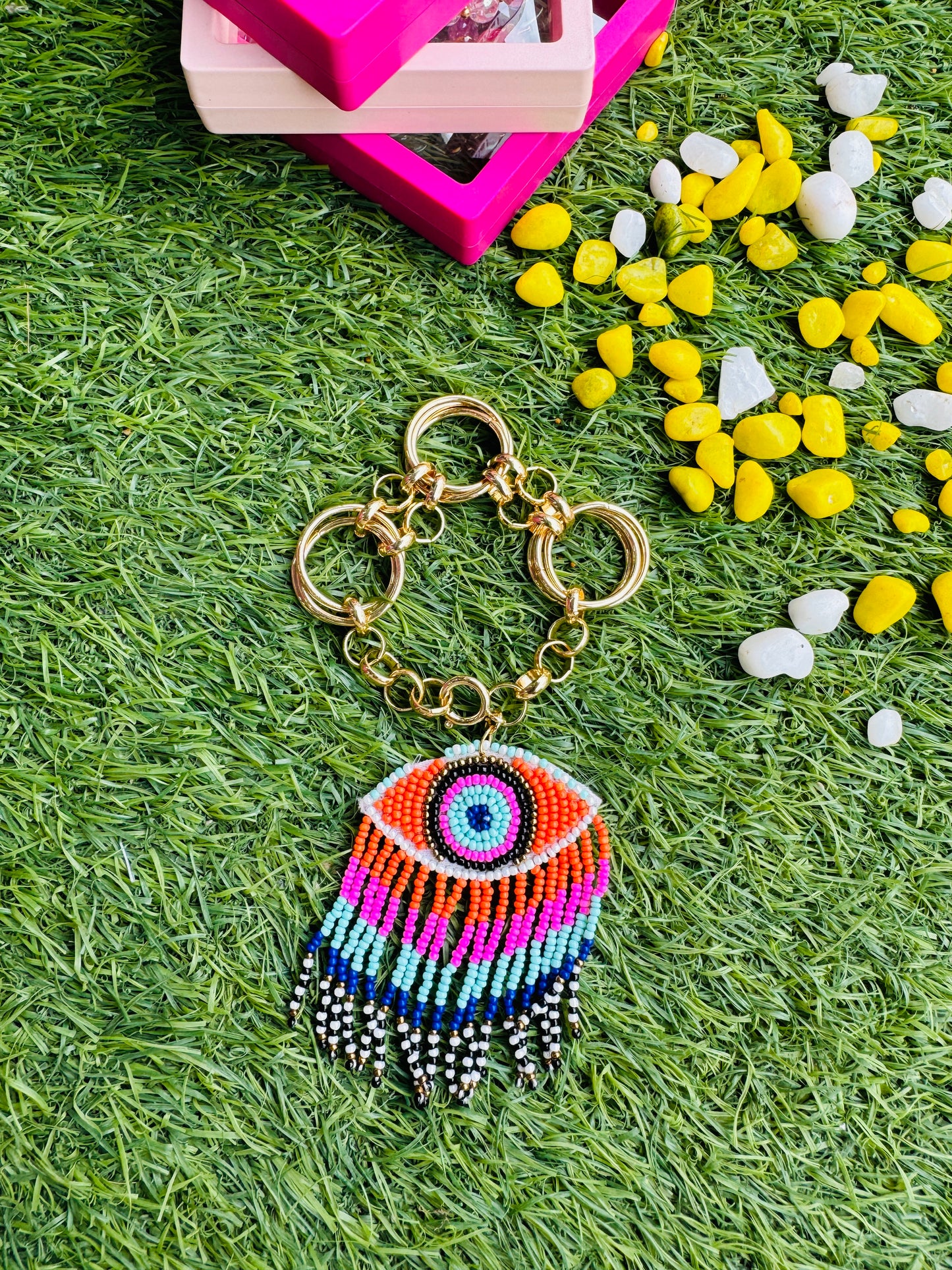 Evil eye handmade charm with chain