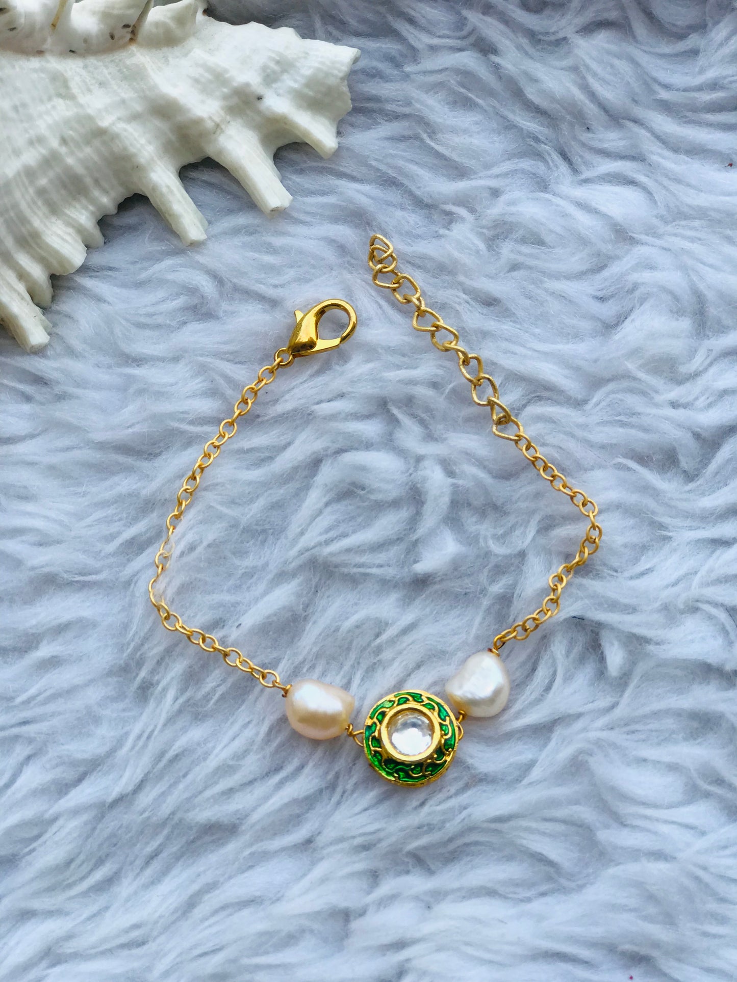 Kundan Pearl Bracelet Rakhi