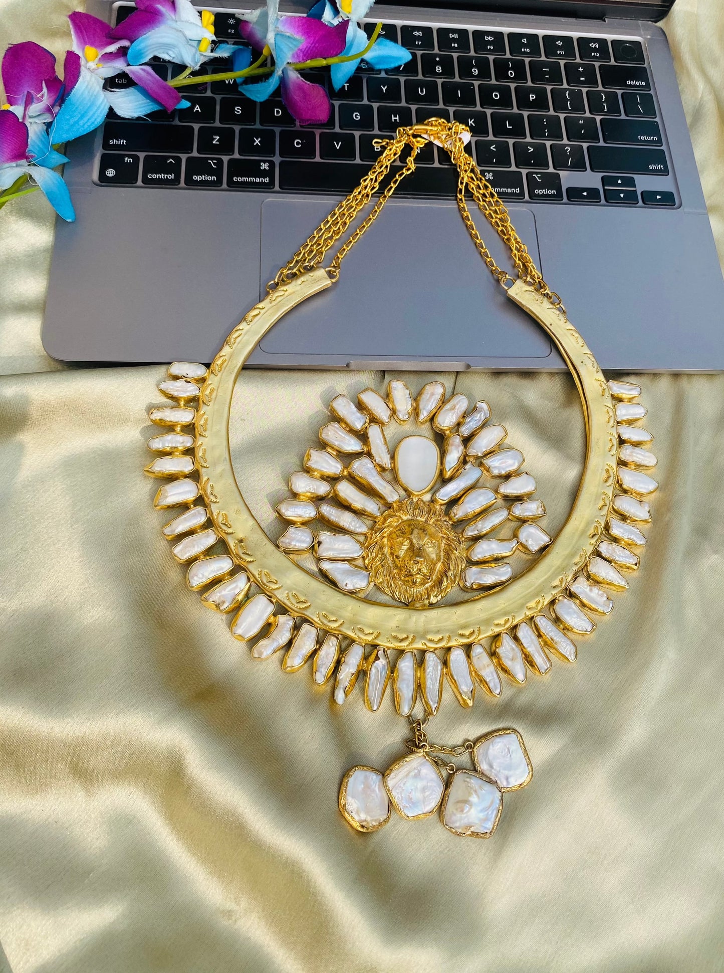 Lion on Moon Statement Necklace