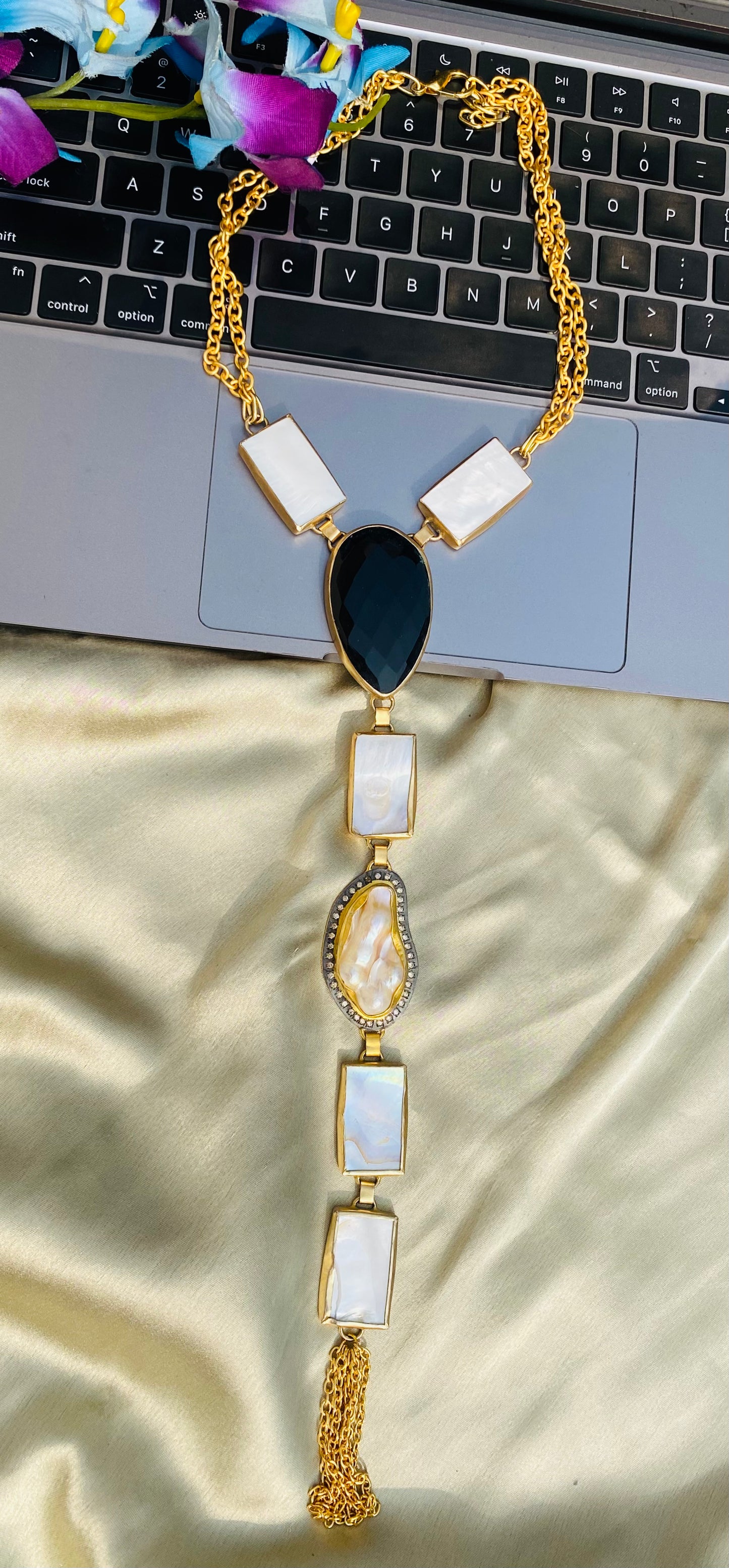 Glory of Black Onyx Tie Necklace