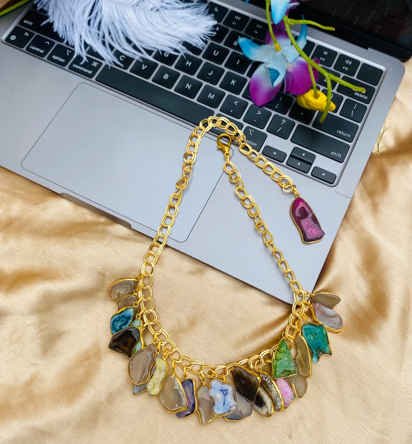 Fall of Mix Agate Nekclace