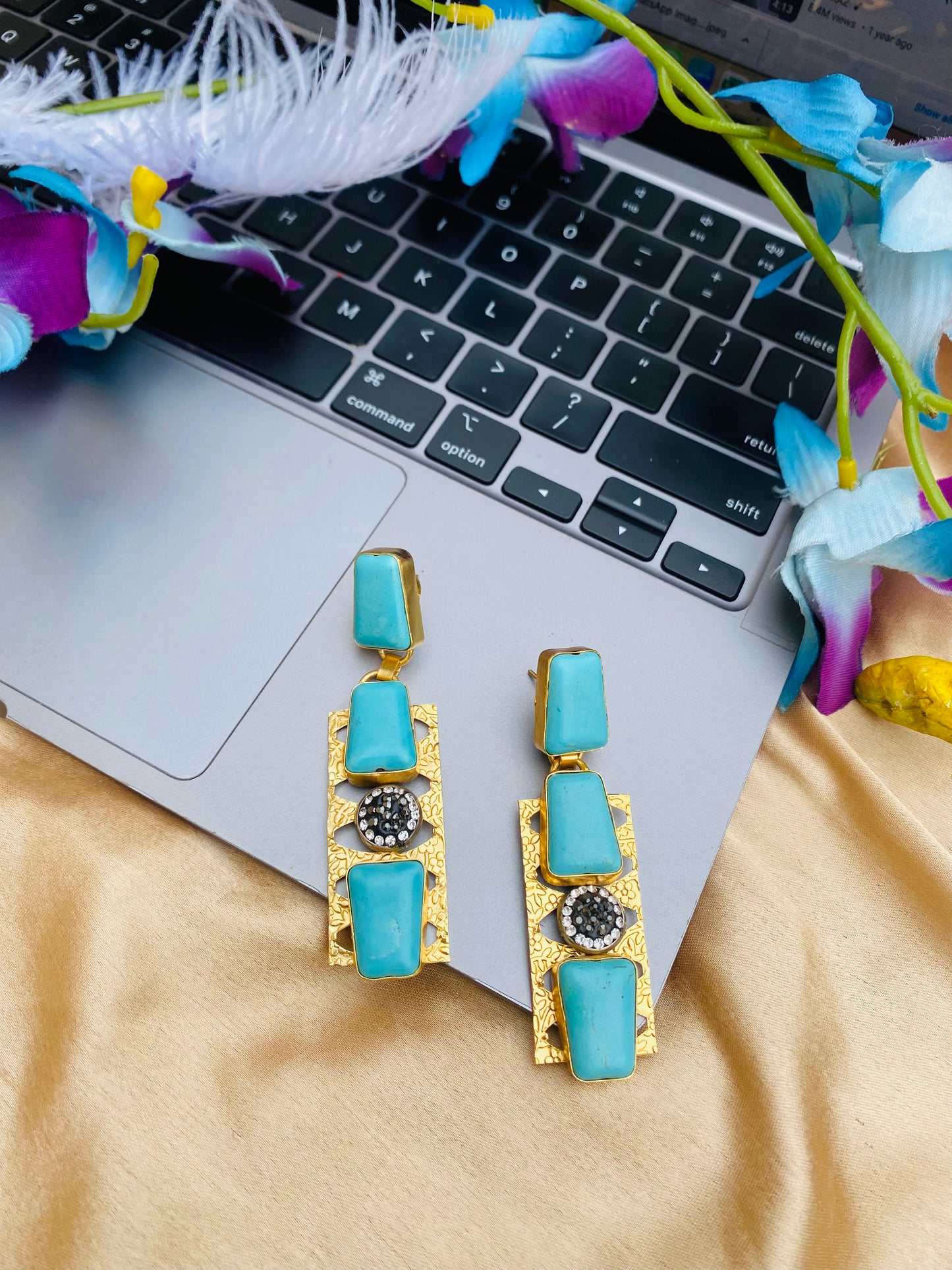 Ball In Link of Turquoise Earrings