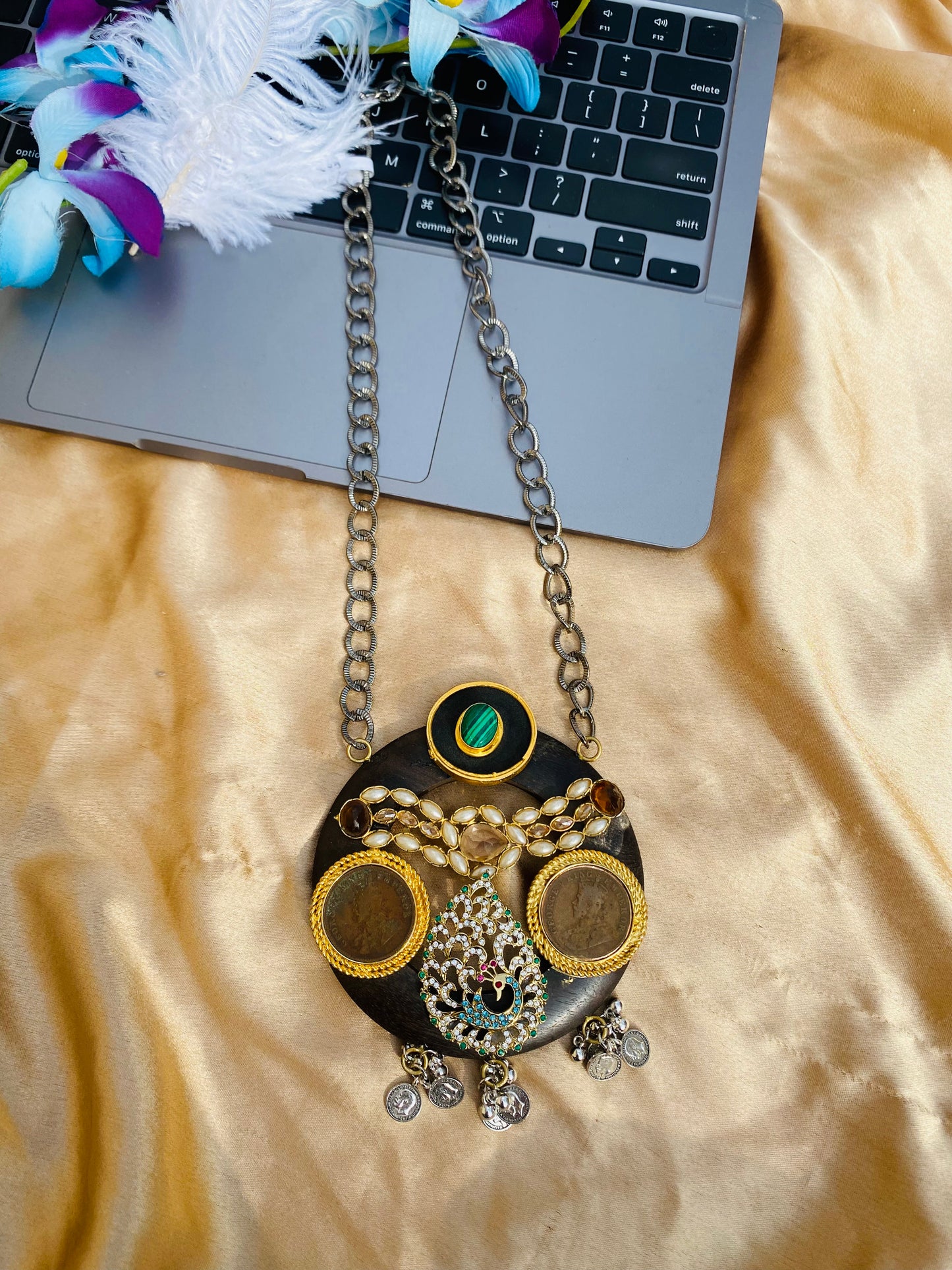Wooden Ring Of Stones Pendant