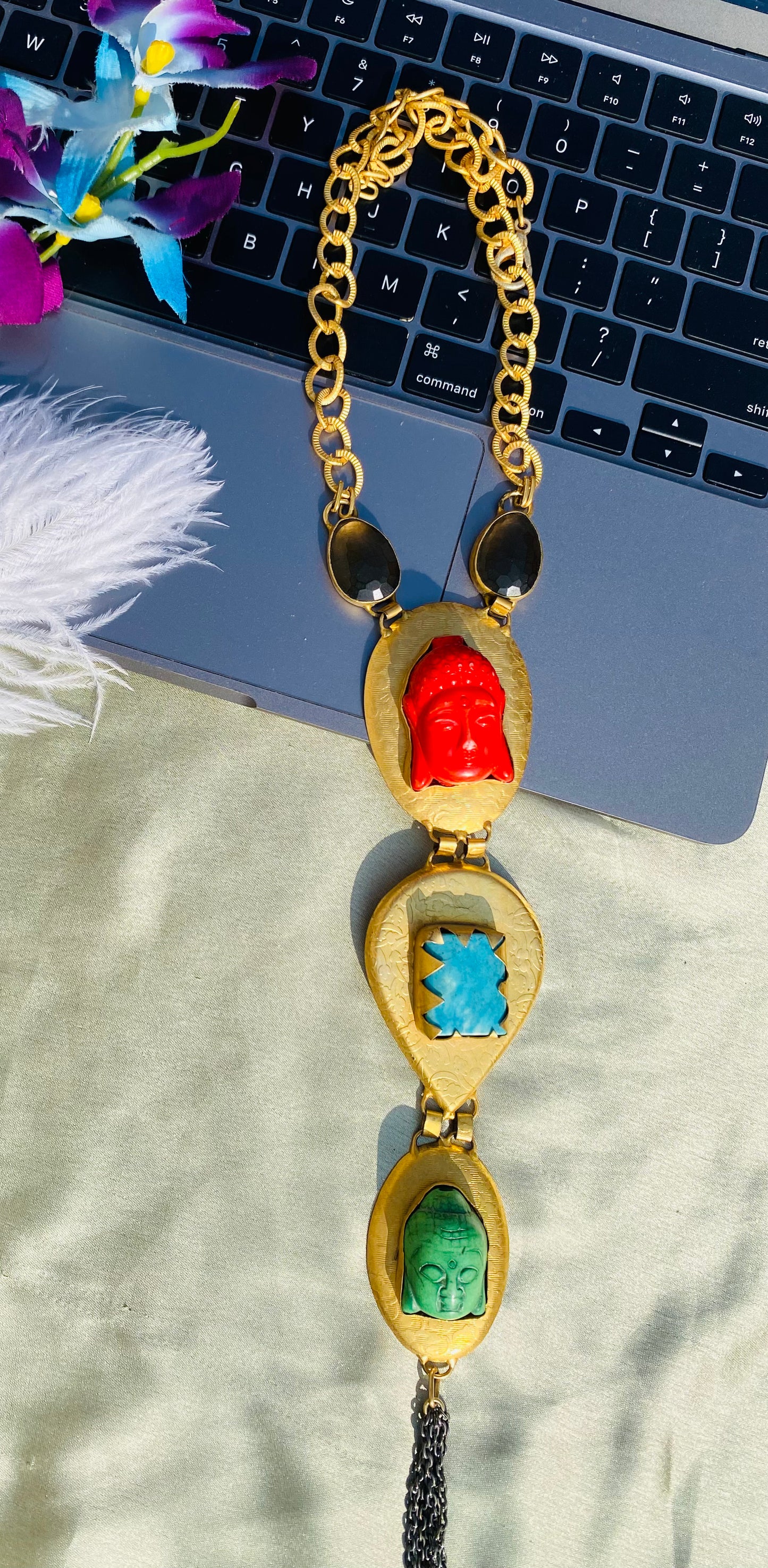 Buddha colours Tie Necklace