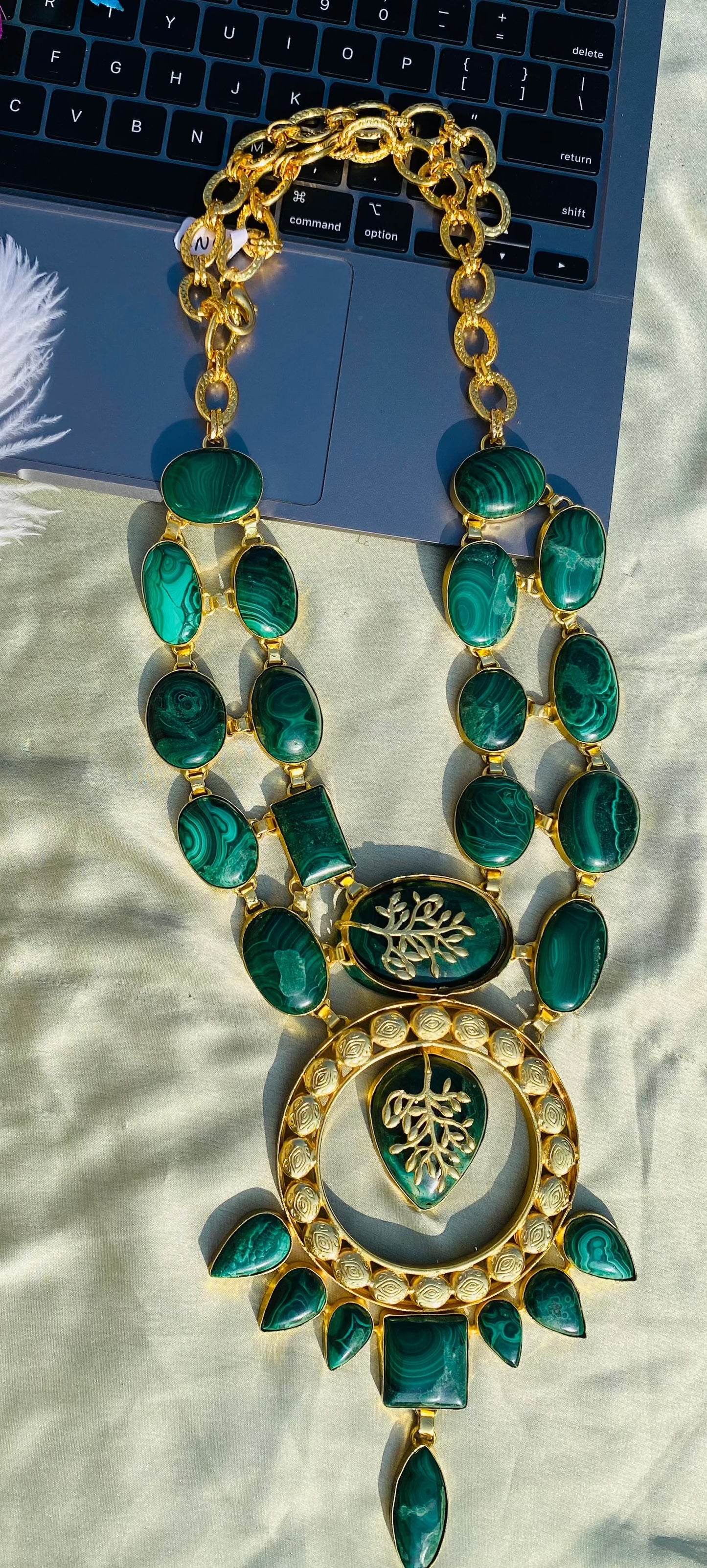 Malachite Sultana Statement Necklace