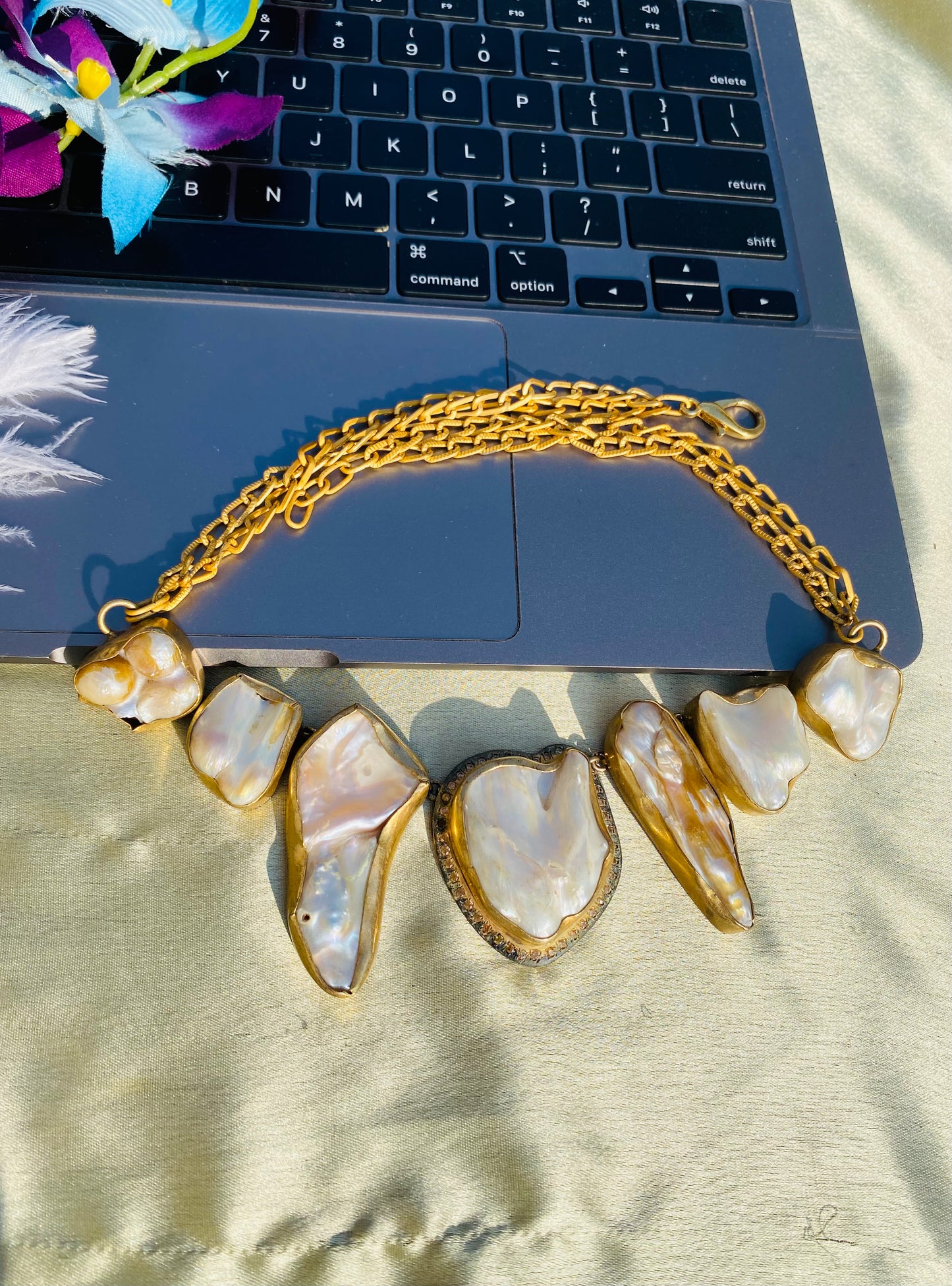 Baroque Pearl with Zircon Choker
