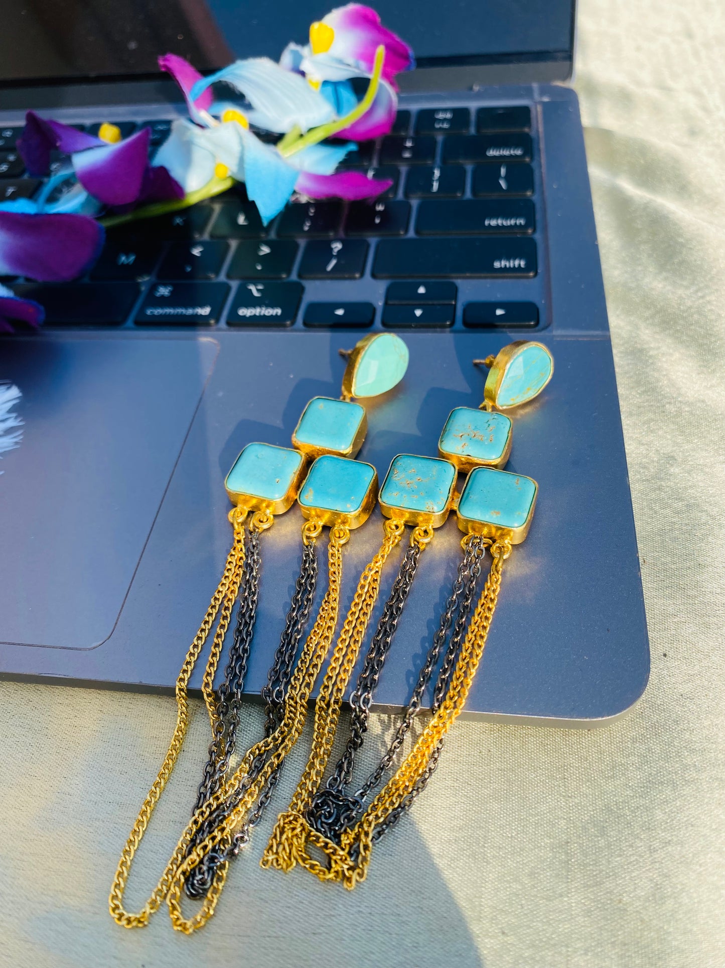 Chain of Turquoise Earrings