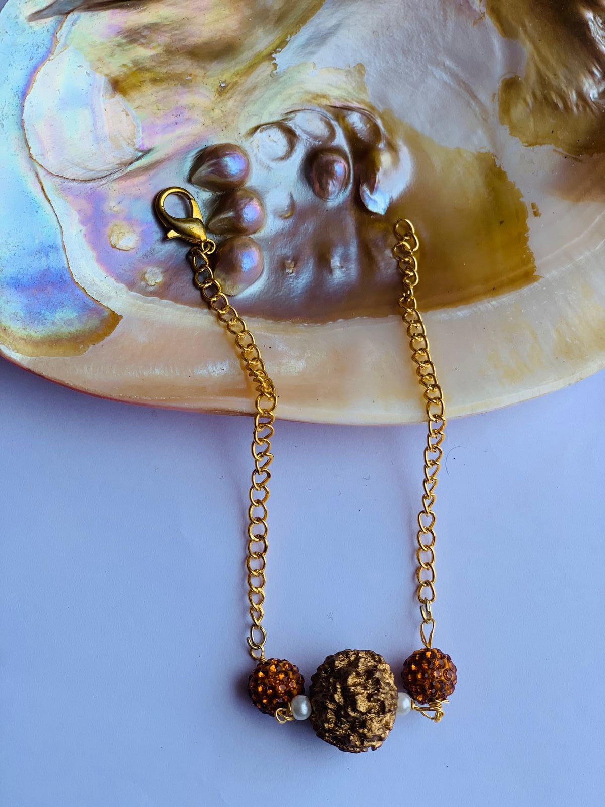 Rudraksh with zircon ball in chain