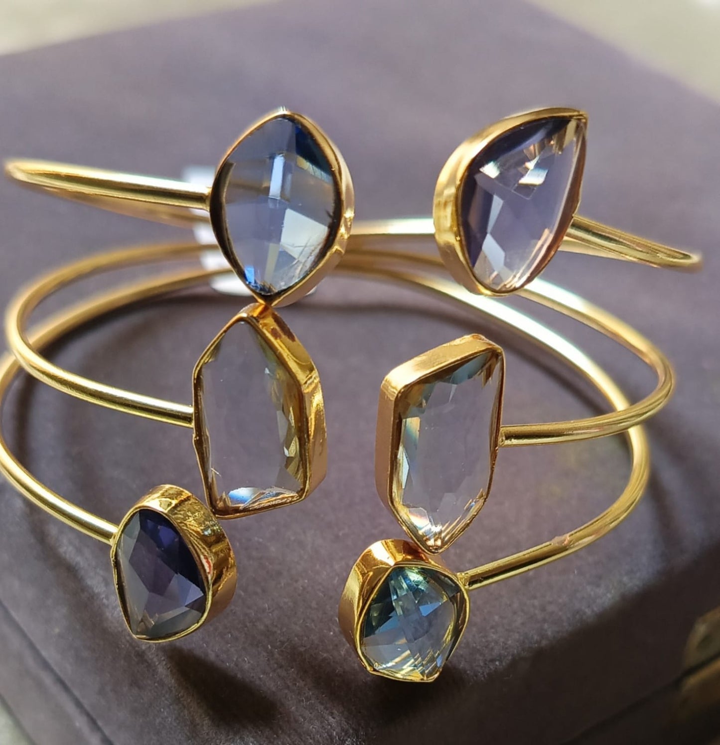 Blue Shade Stone Glass Handcuff