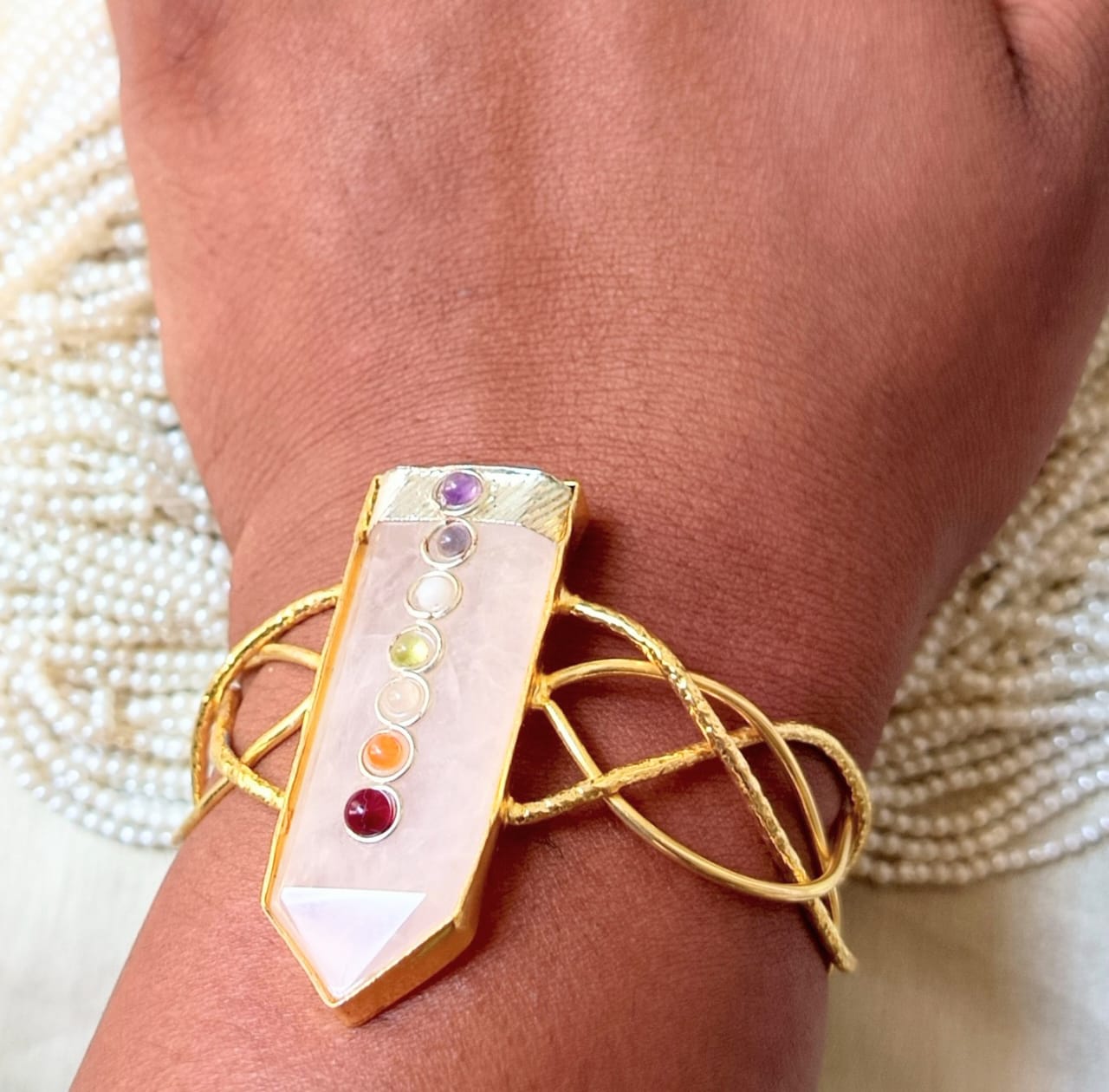 Rose Quartz 7- Chakra Headling Handcuff