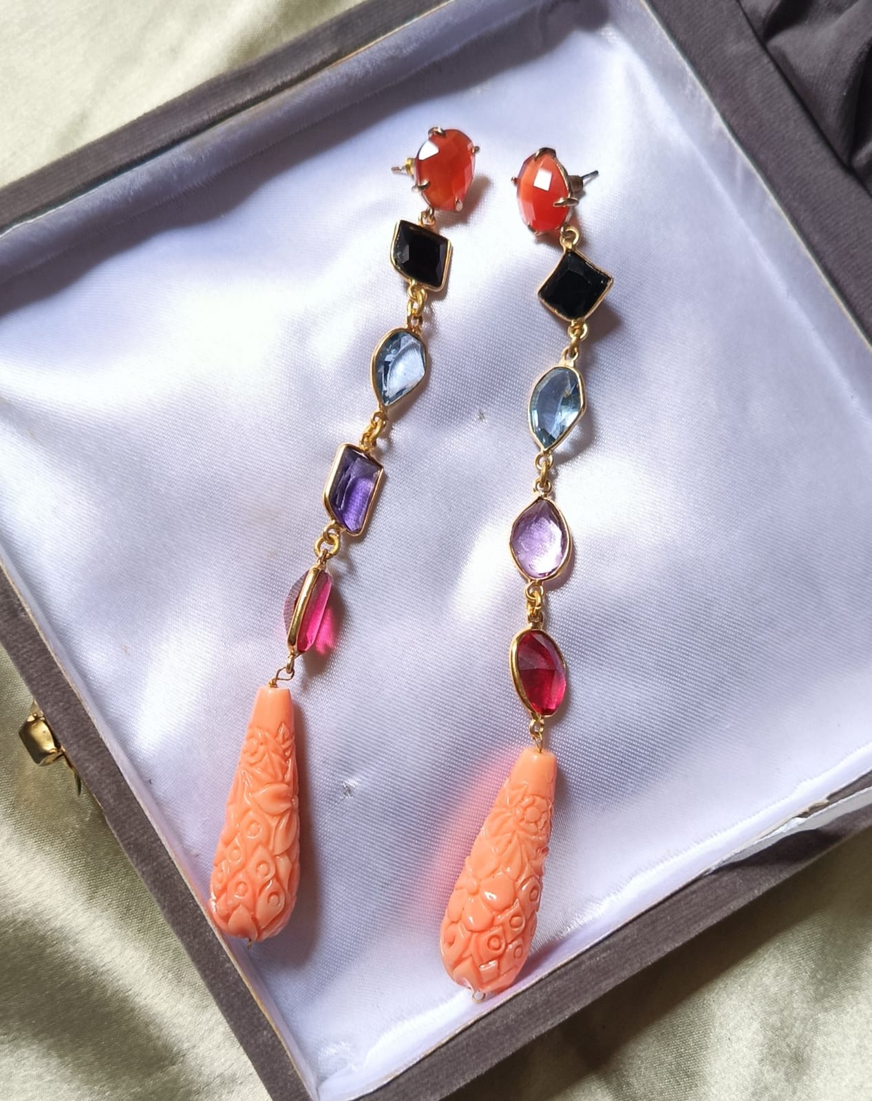 Coral String of Colours Earrings