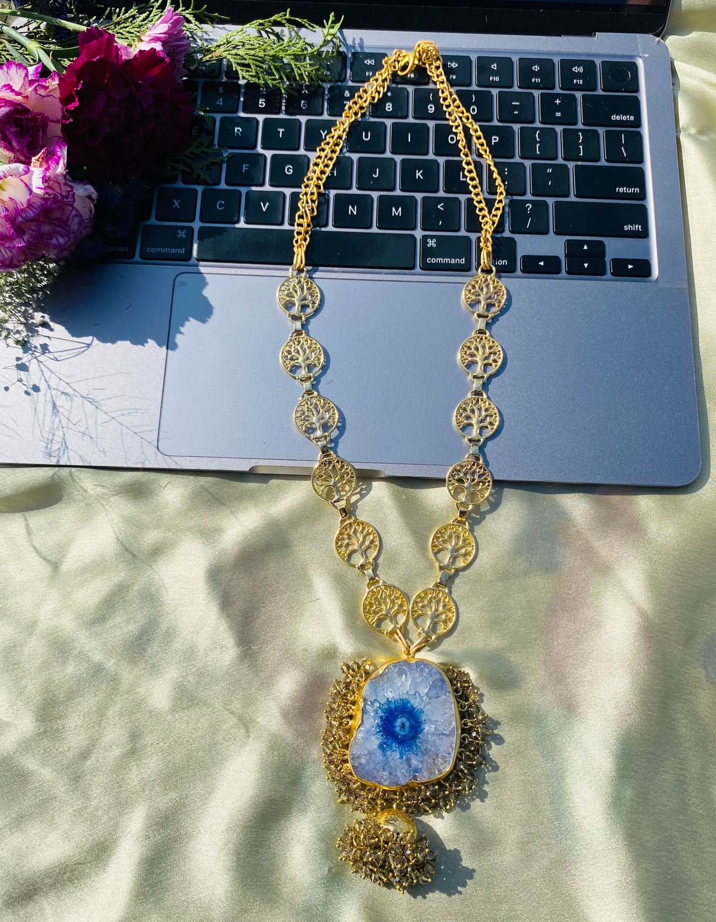 Agate Tree Of Life Pendant Necklace