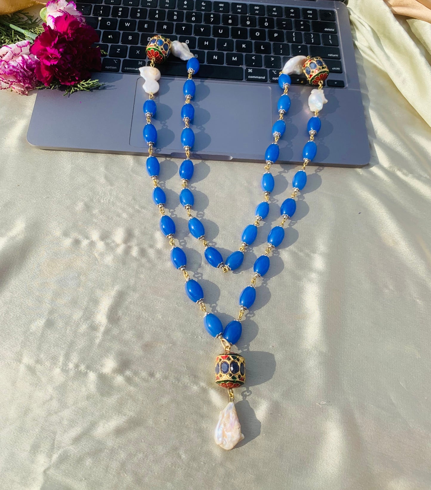 Touch Of Pearl In Onyx Necklace
