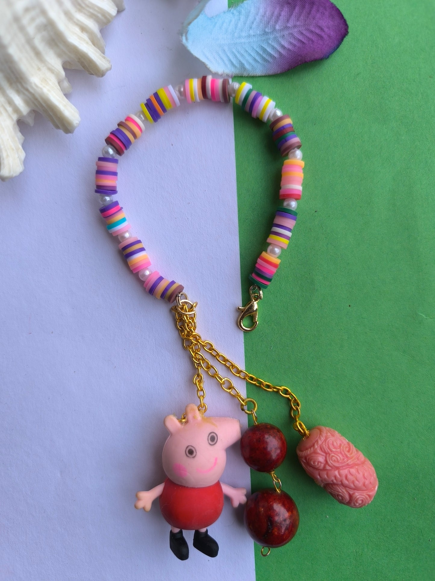 COLOURFUL BEADS WITH ERASER TASSEL AND STONEBEADS