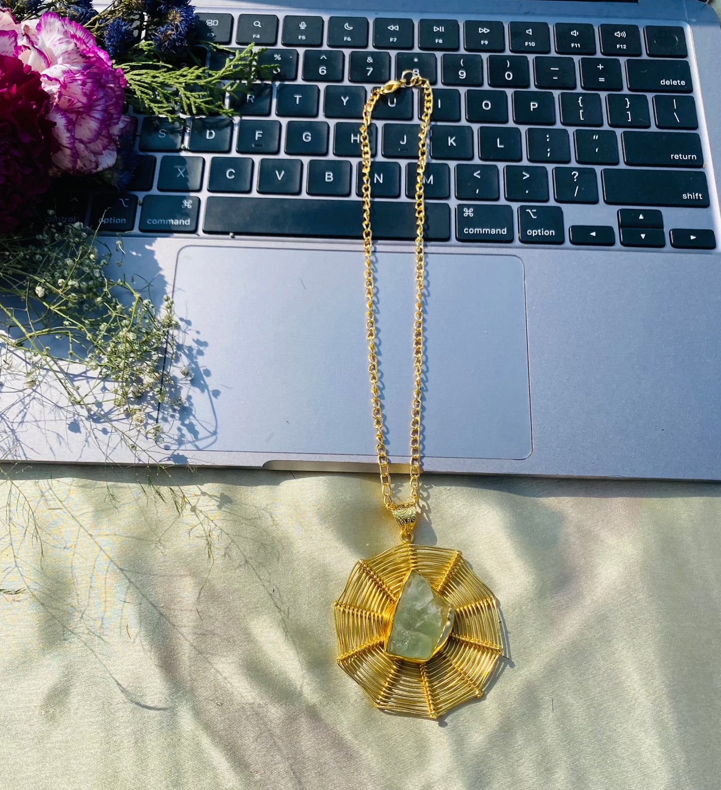Golden Rays Of Fluorite Pendant